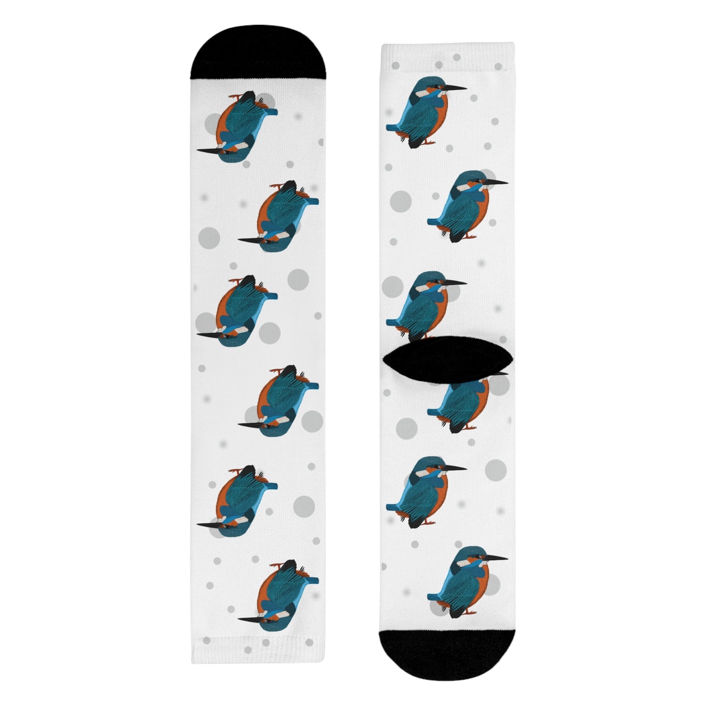 Eisvogel Socken Vogelsocken Weiß mit Grauen Punkten