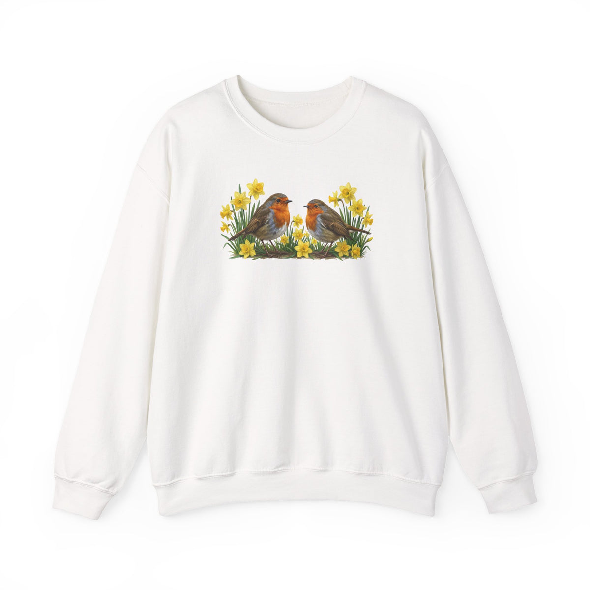Rotkehlchen Sweatshirt Vogelmotiv in Sand