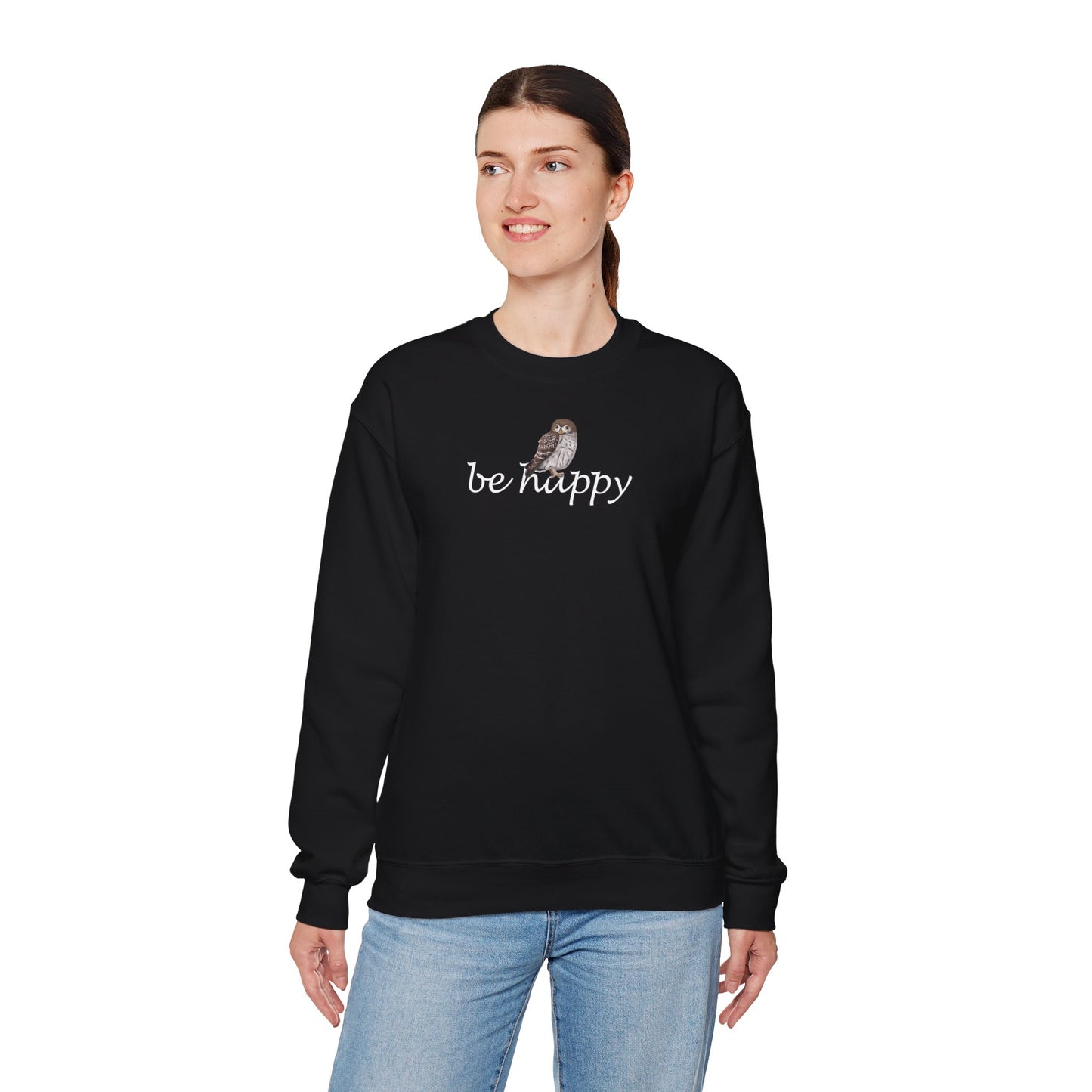 Eule Be Happy Vogel Sweatshirt für Vogelbeobachter