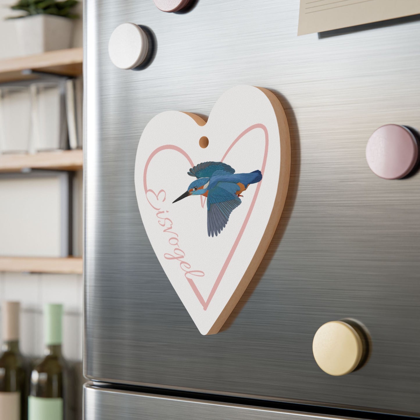 Eisvogel Ornament Herz aus Holz mit Vogelmotiv für Vogelfreunde