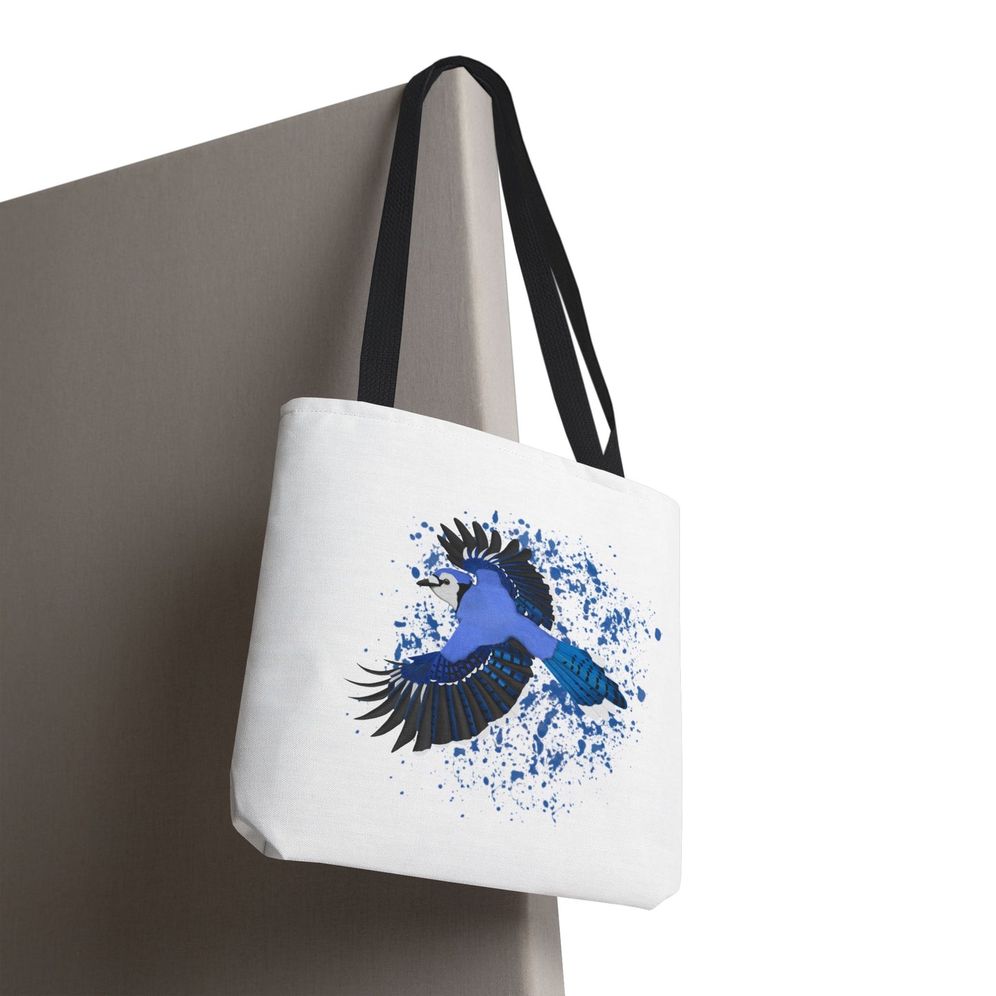 Blauhäher Tragetasche 40x40cm Vogel Tasche Weiß für Vogelbeobachter