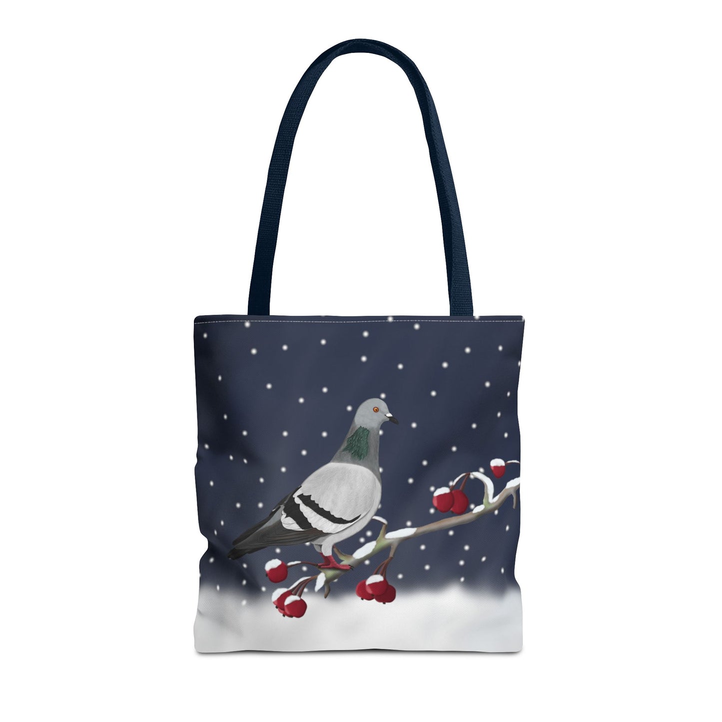Taube auf einem Ast im Schnee Vogel Tragetasche – Accessories,