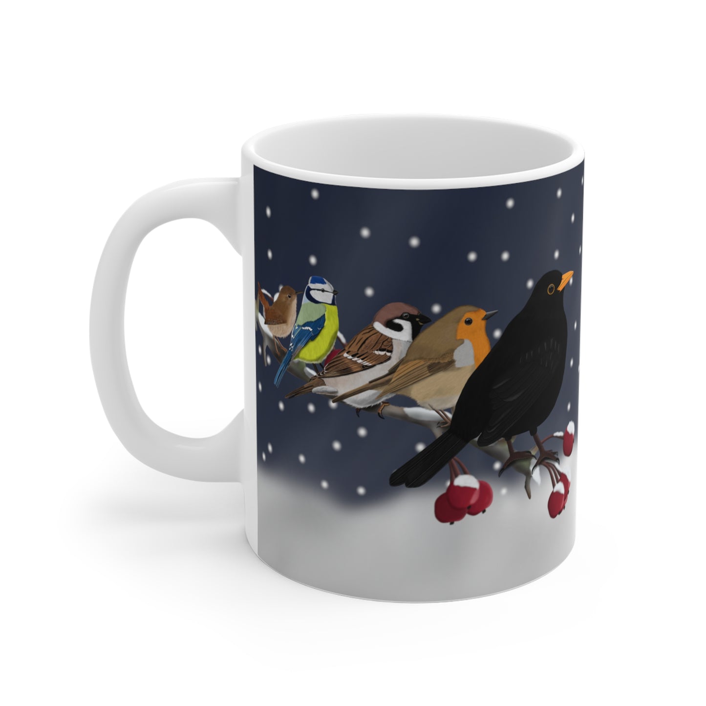 Rotkehlchen, Blaumeise und Amsel Tasse – 11 oz 11oz Stil