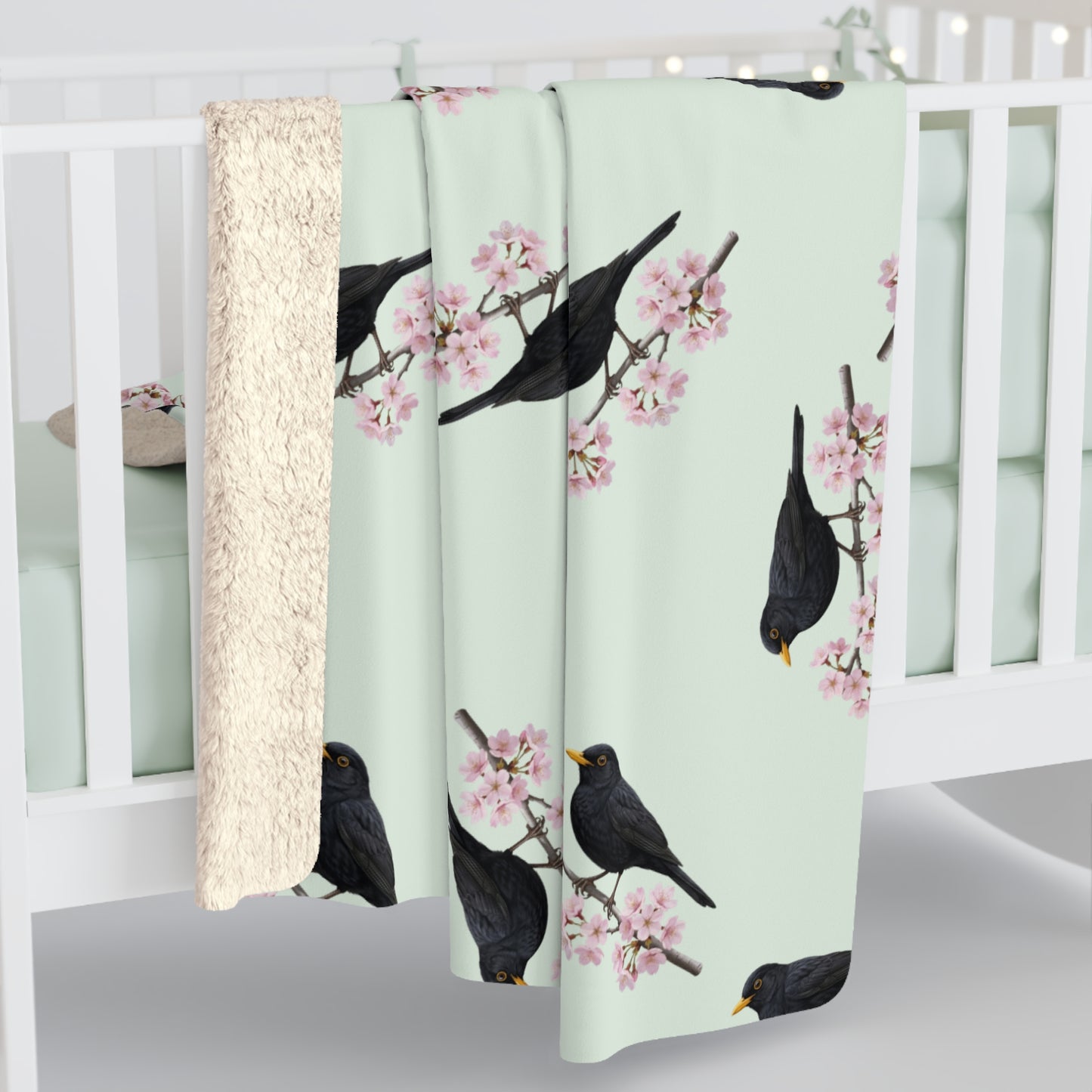 Amsel Decke – bird pattern blanket und cozy fleece Stil