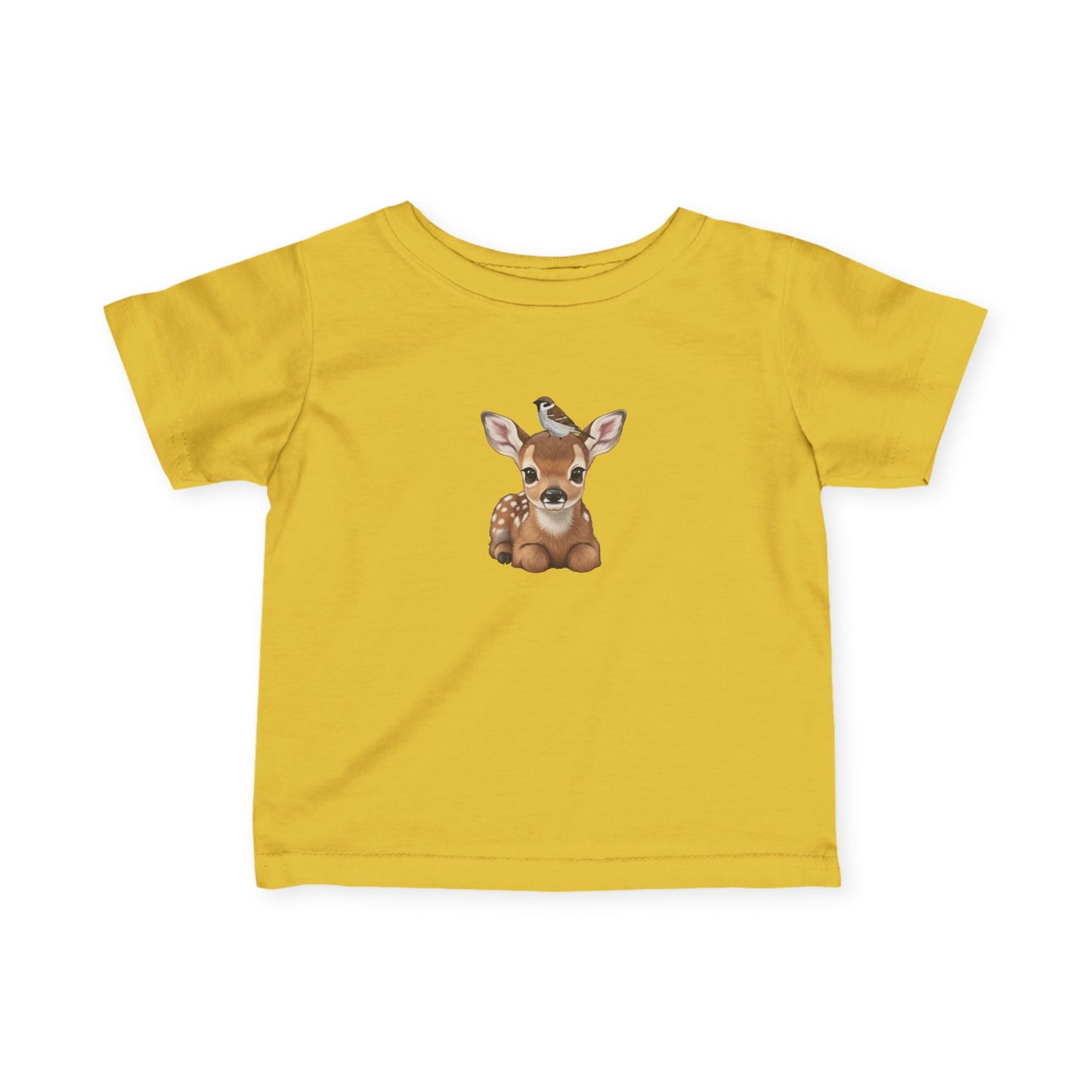Rehkitz mit Feldsperling Baby T-Shirt Süßes Tiermotiv