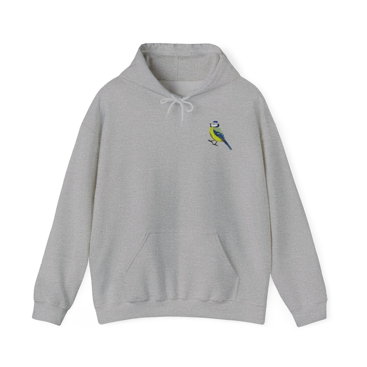 Blaumeise Hoodie – Kuscheliger Kapuzenpullover mit kleinem Gartenvogel-Motiv