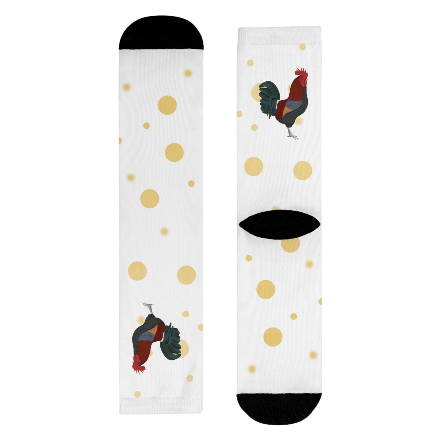 Hahn Vogel Socken mit Goldenen Punkten für Vogelfreunde & Vogelbeobachter Weiß