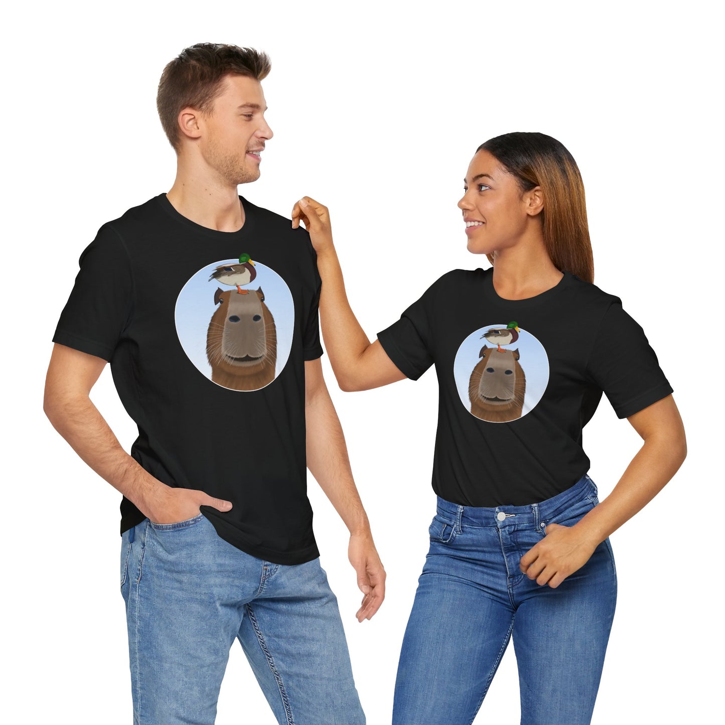 Capybara mit Ente Lustiges Vogel T-Shirt