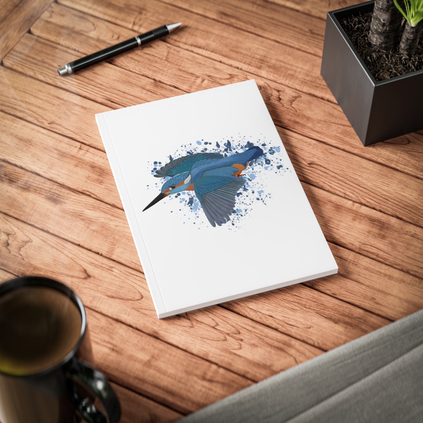 Eisvogel Vogel Notizbuch Weiß A5 Softcover 150 Seiten Liniert