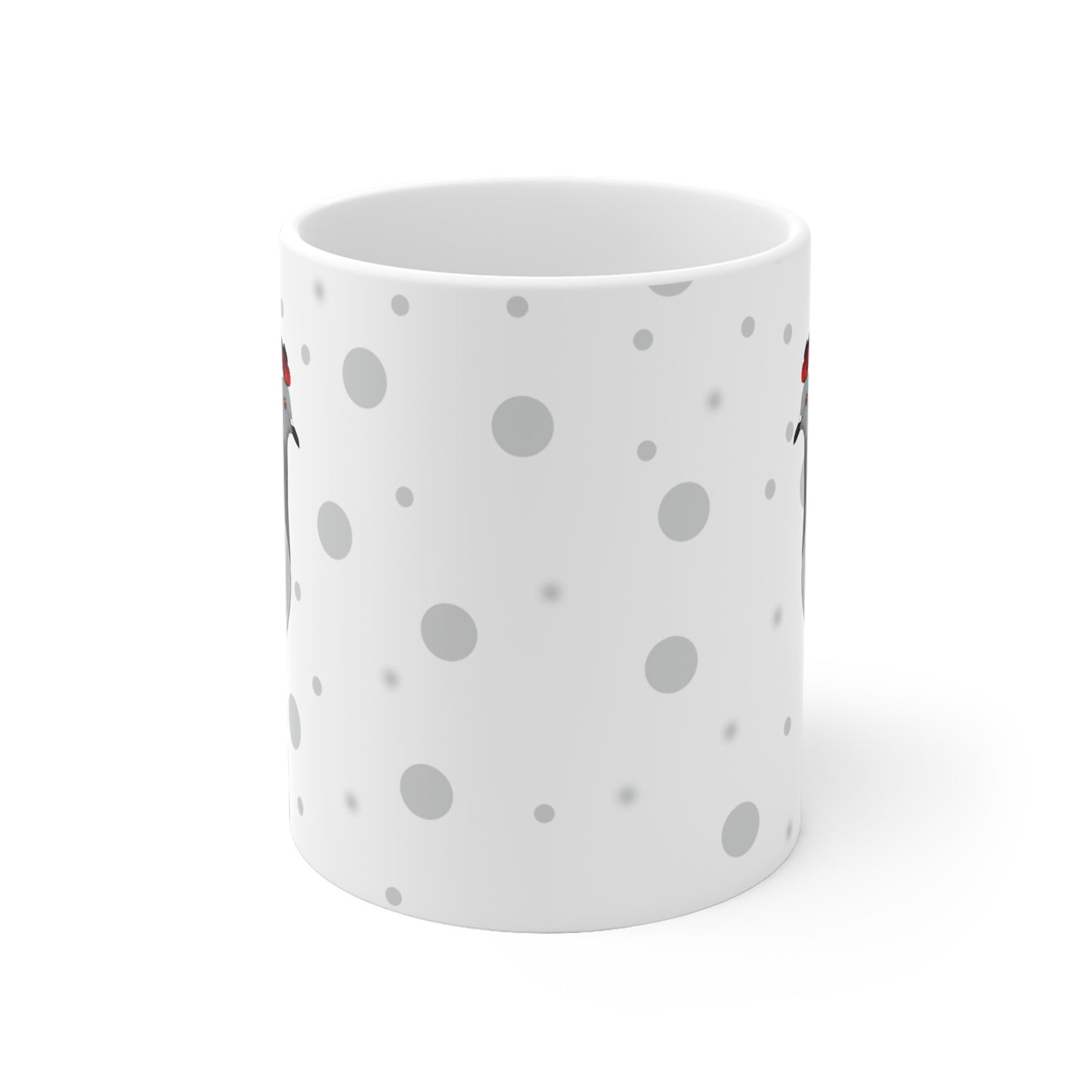 Taube mit Schmetterlingen Vogel Tasse Punkte Grau