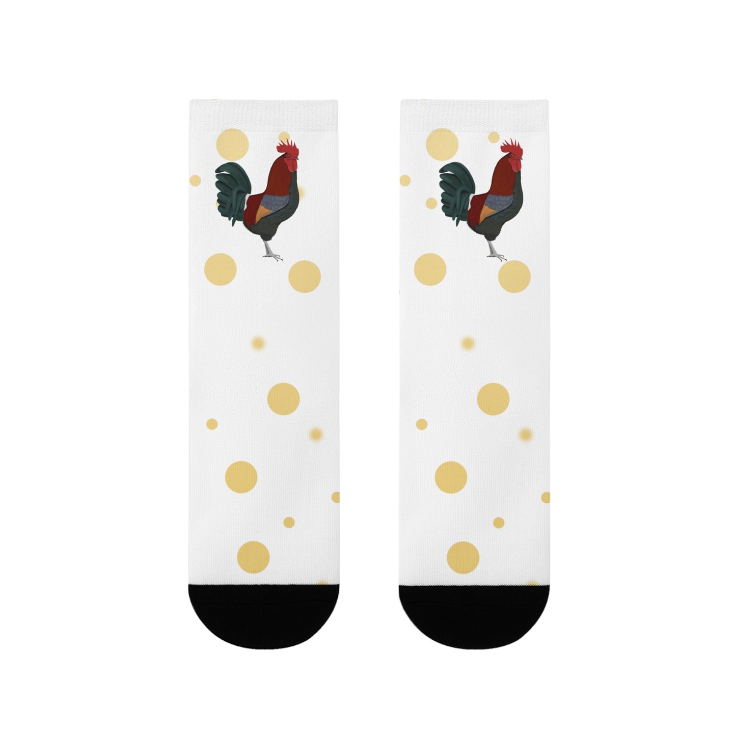 Hahn Vogel Socken mit Goldenen Punkten für Vogelfreunde & Vogelbeobachter Weiß