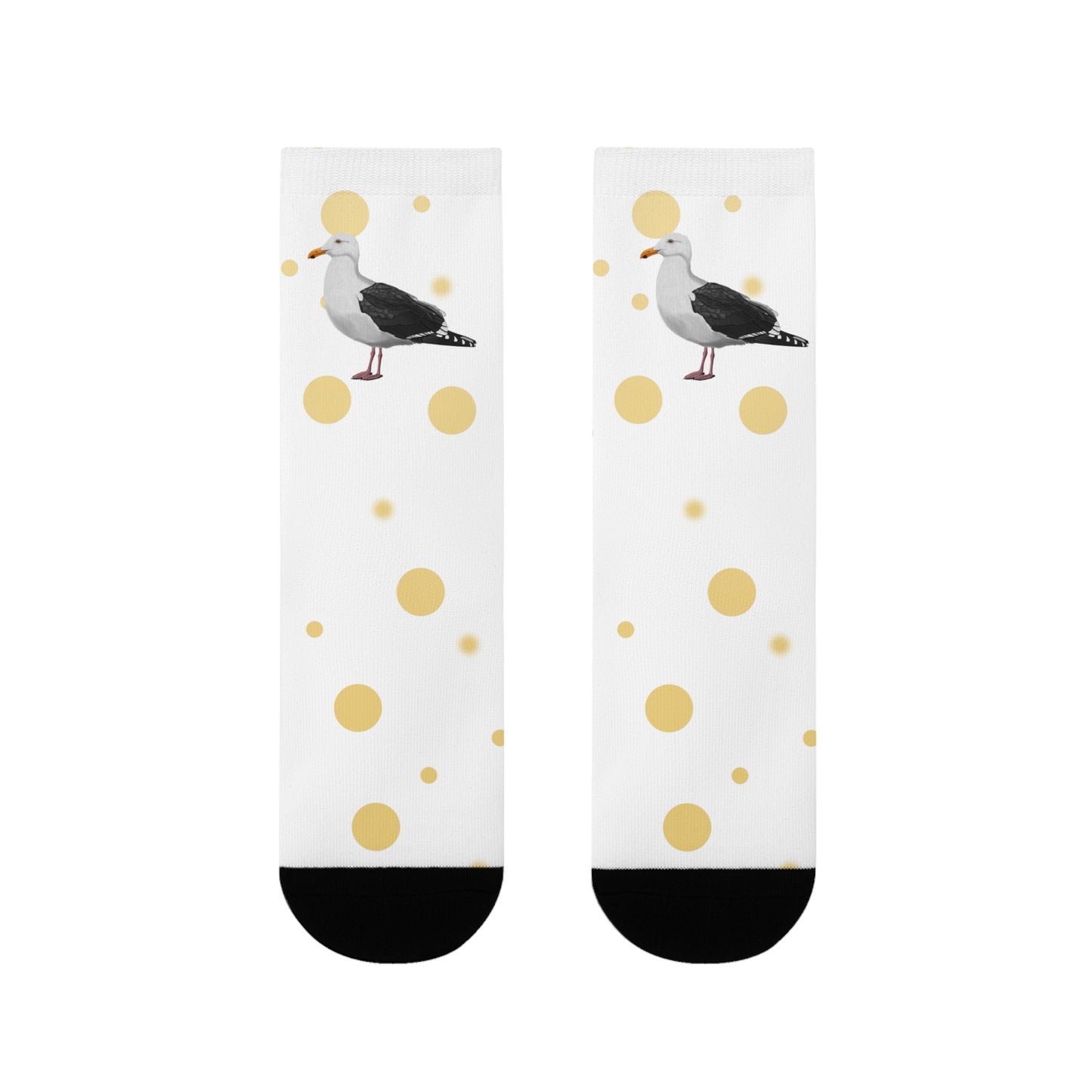 Möwe Vogel Socken mit Goldenen Punkten für Vogelfreunde & Vogelbeobachter Weiß