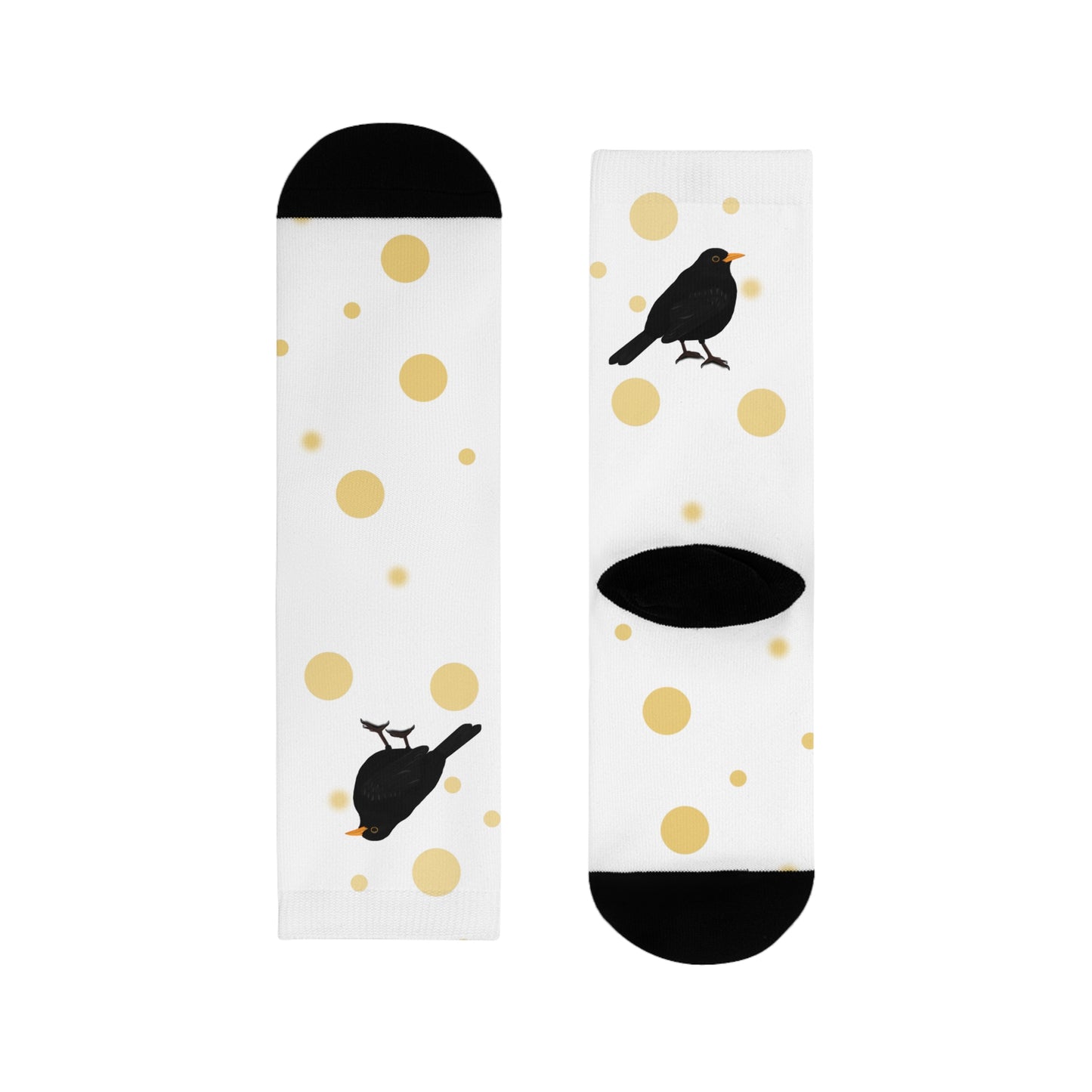 Amsel Vogel Socken mit Goldenen Punkten für Vogelfreunde & Vogelbeobachter Weiß