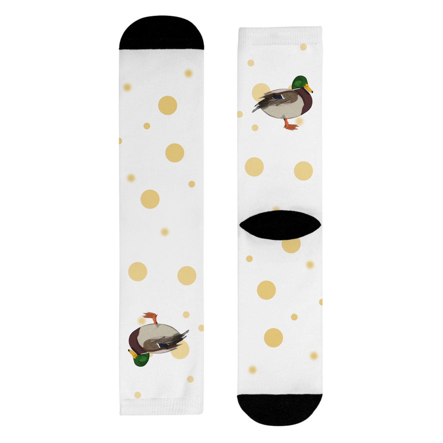 Ente Vogel Socken mit Goldenen Punkten für Vogelfreunde & Vogelbeobachter Weiß