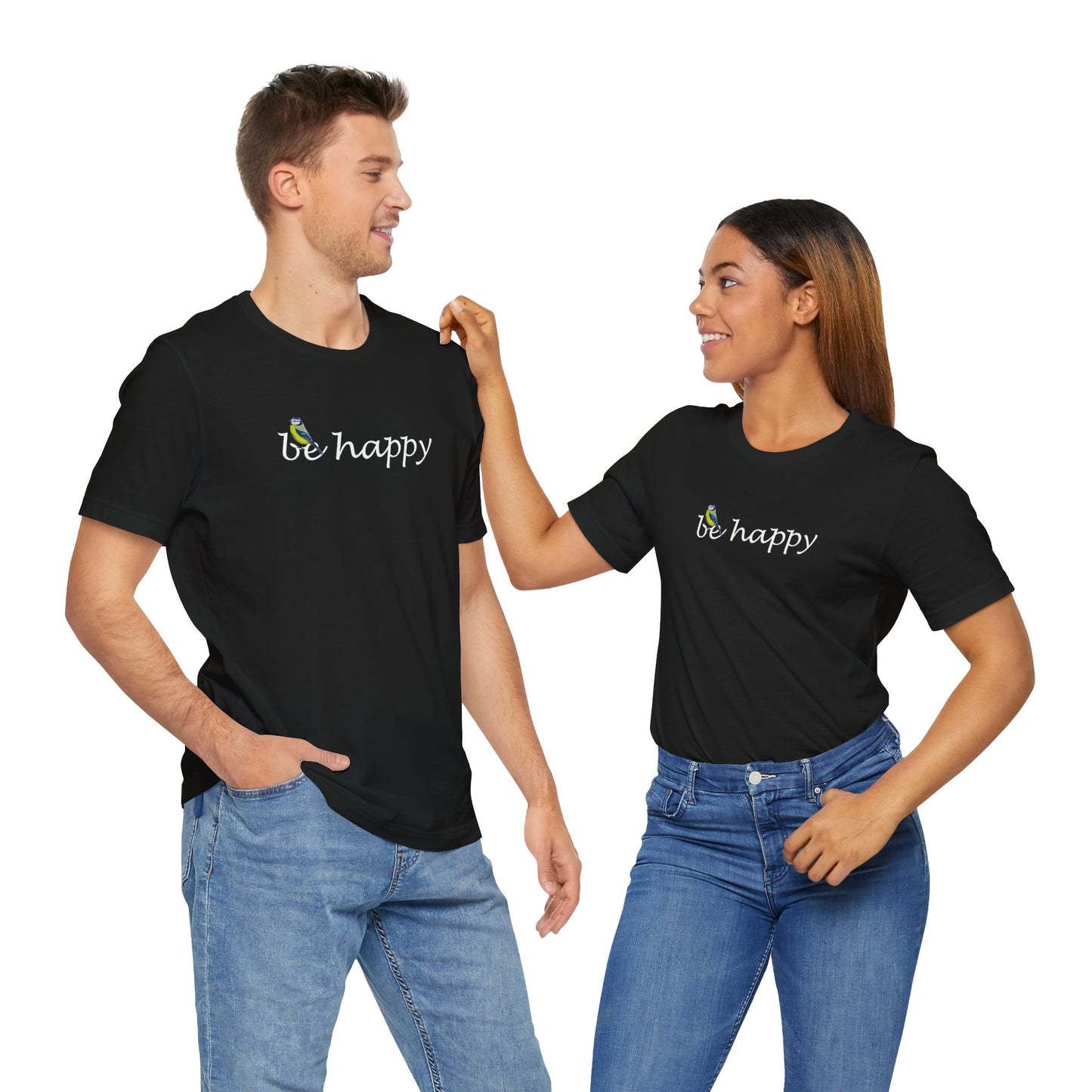 Blaumeise Be Happy Vogel T-Shirt für Vogelfreunde