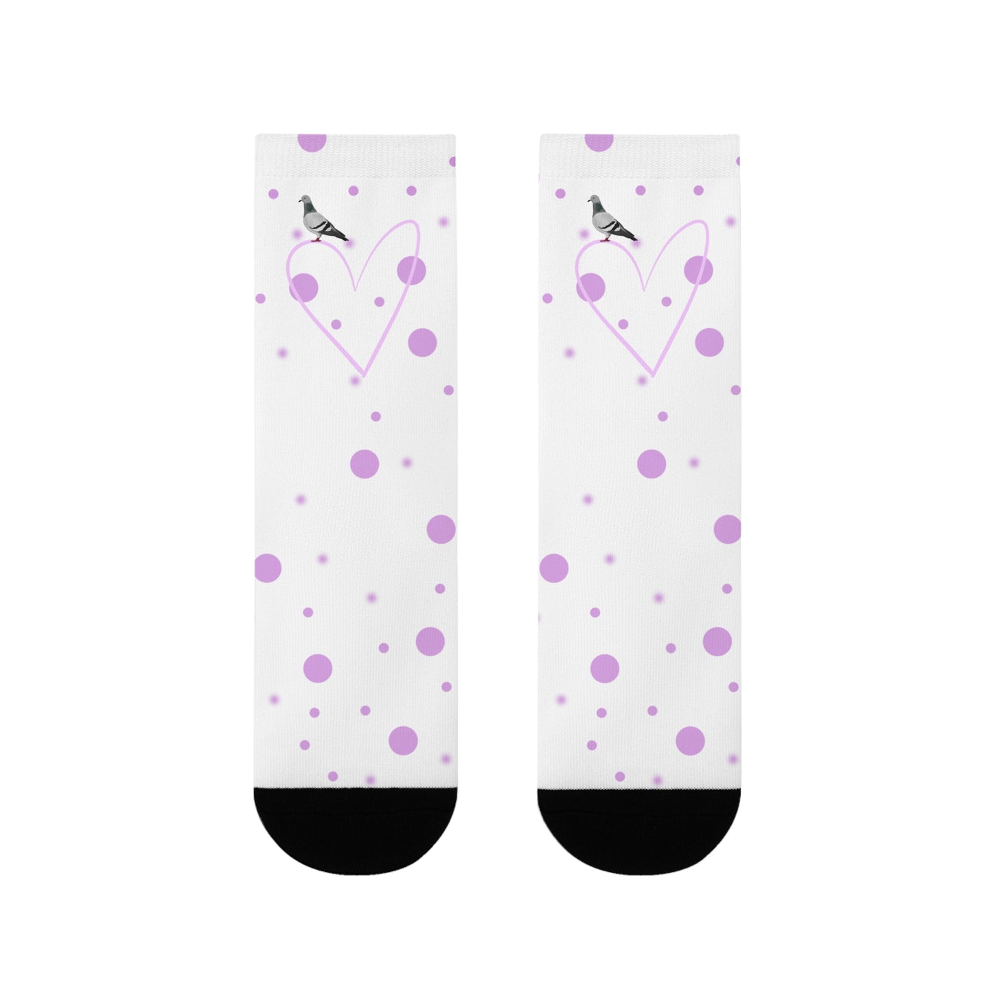 Taube Vogel Socken mit Rosa Herz und Punkten Valentinstag