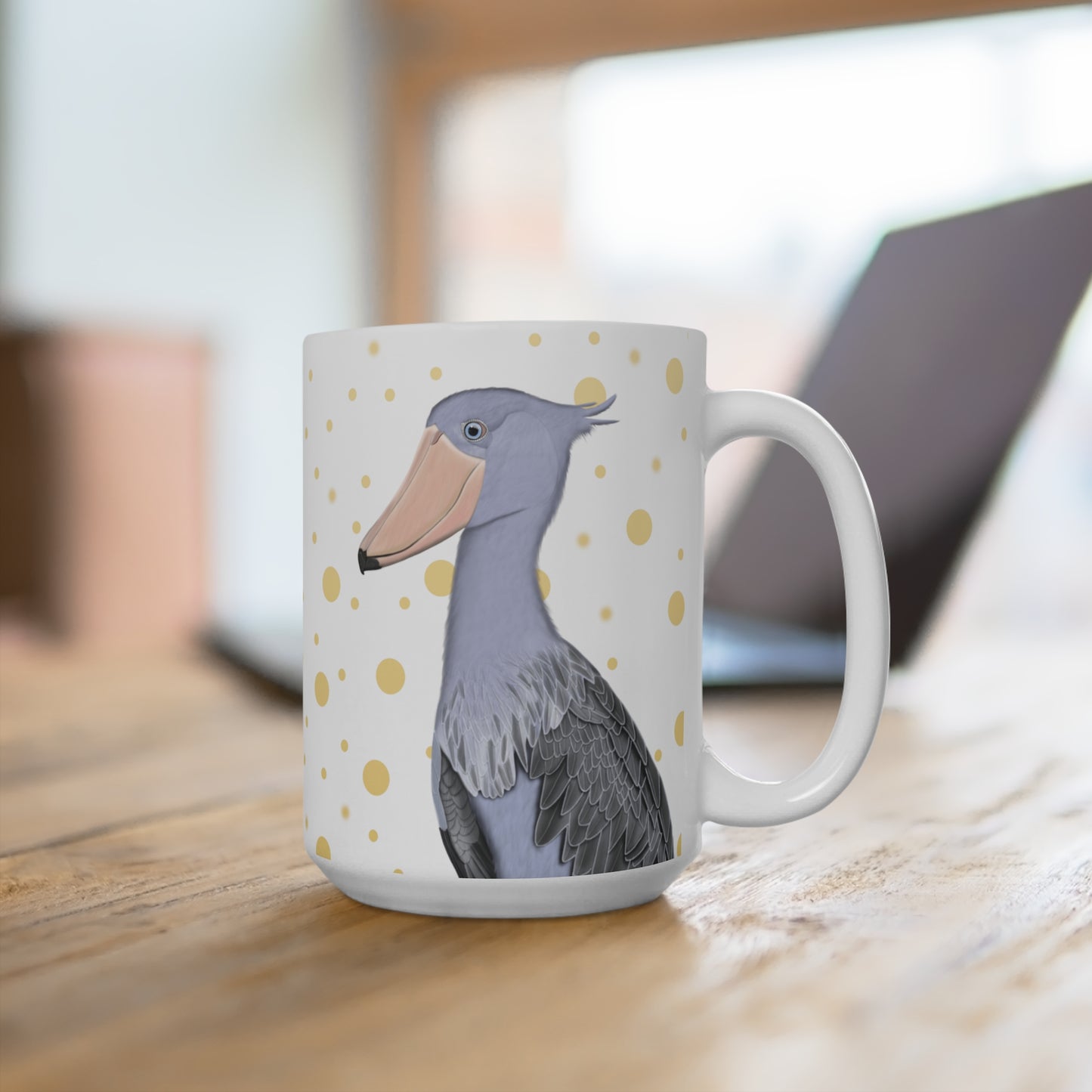 Schuhschnabel mit Goldenen Punkten Vogel Tasse