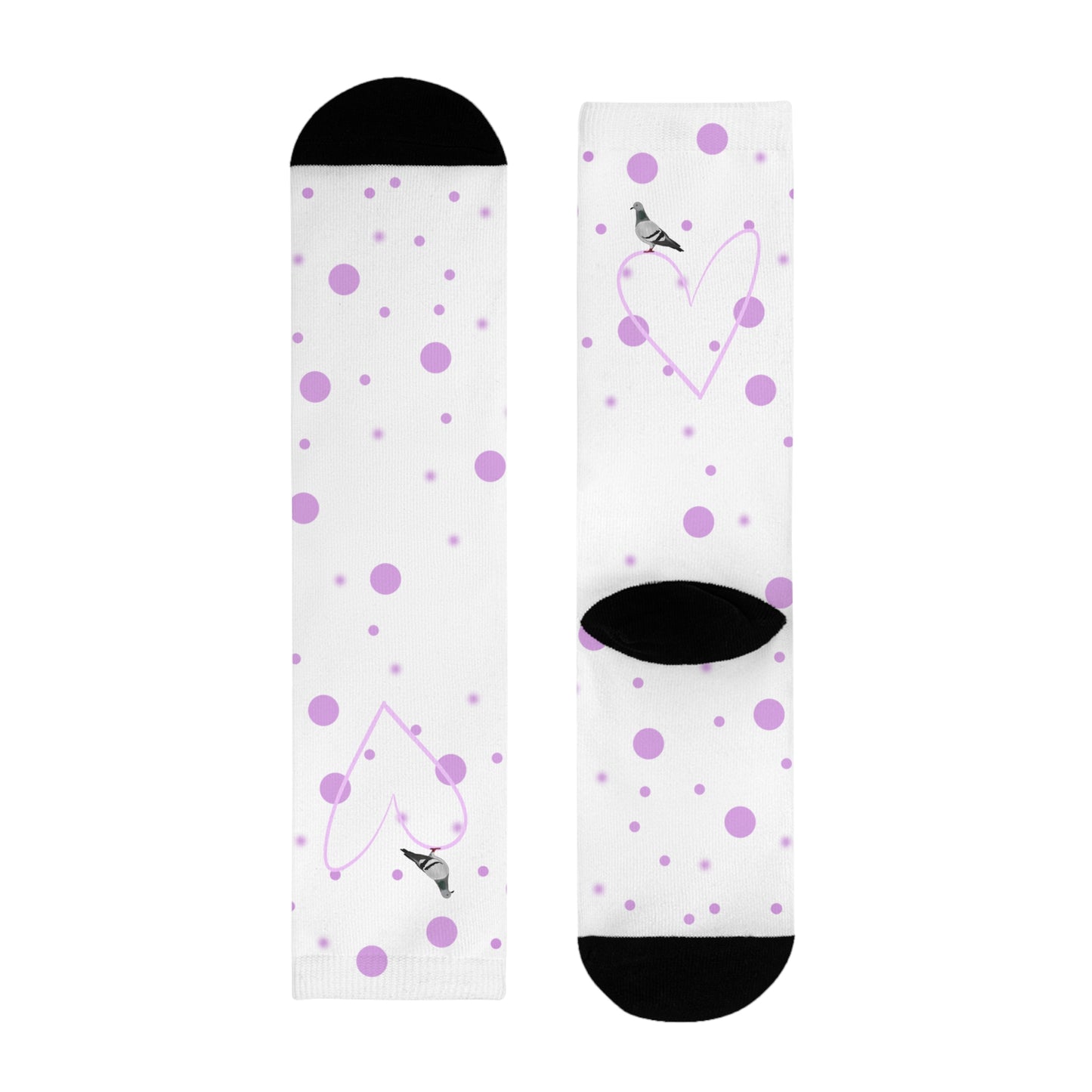 Taube Vogel Socken mit Rosa Herz und Punkten Valentinstag