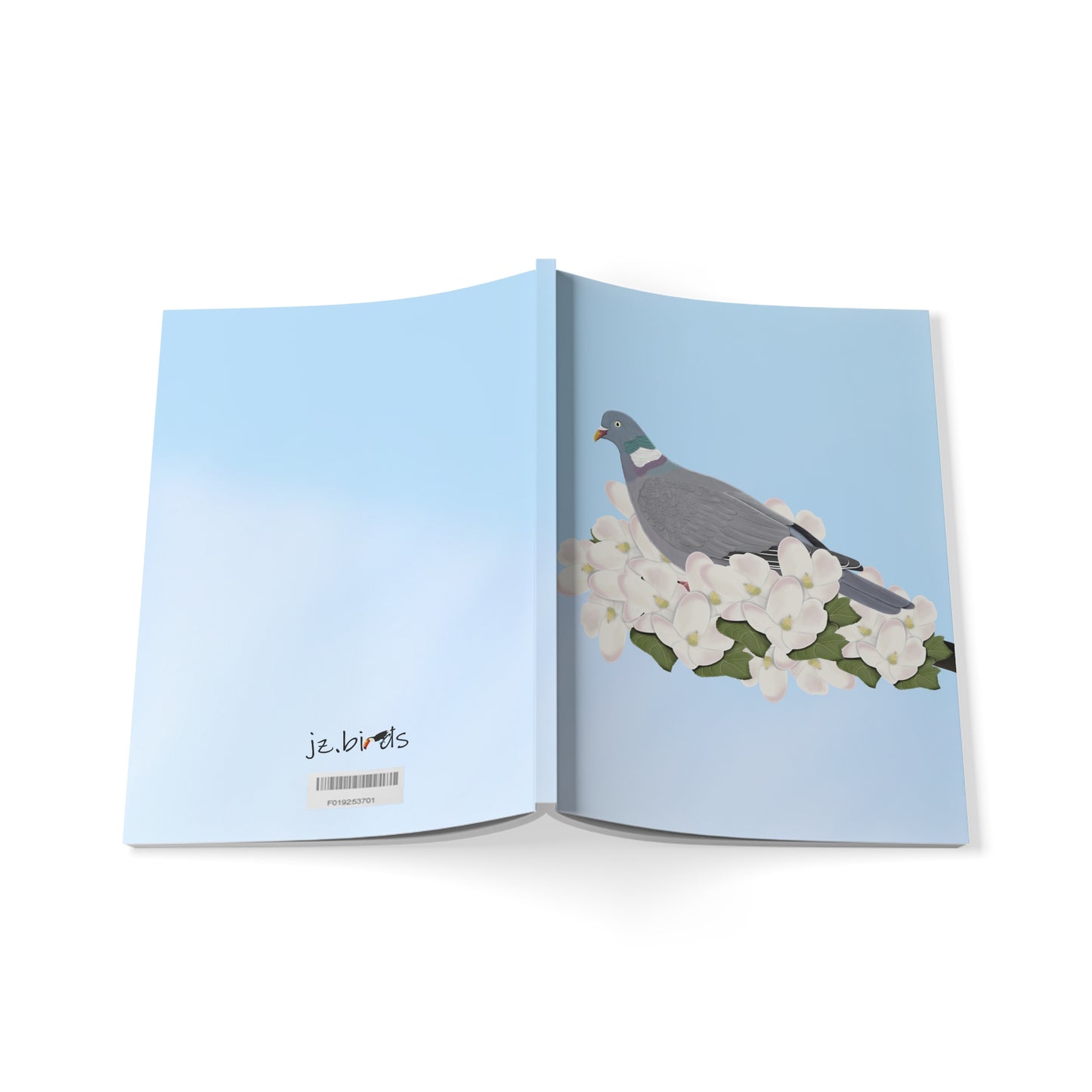Ringeltaube im Frühling A5 Vogel Softcover Notizbuch 150 Seiten Liniert