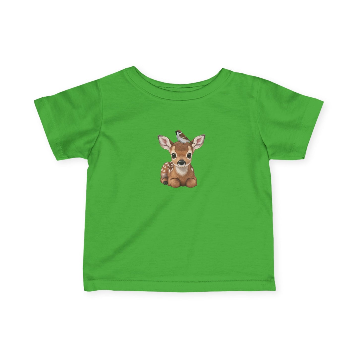 Rehkitz mit Feldsperling Baby T-Shirt Süßes Tiermotiv