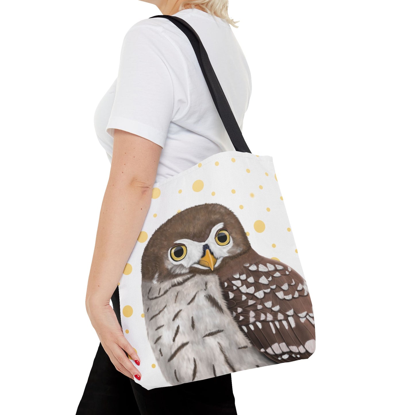 Eule mit Goldenen Tragetasche – Accessories und All Over Print Stil
