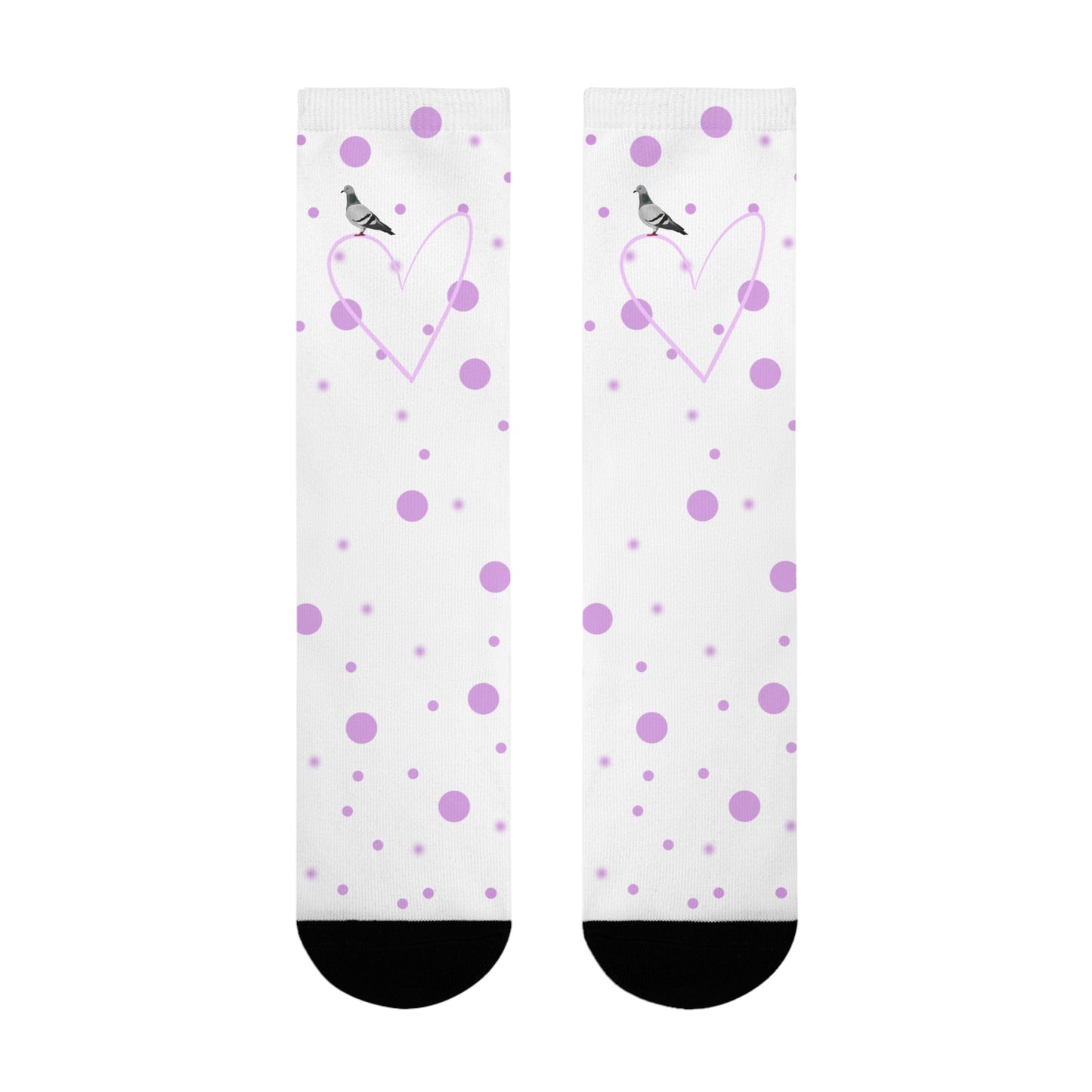 Taube Vogel Socken mit Rosa Herz und Punkten Valentinstag