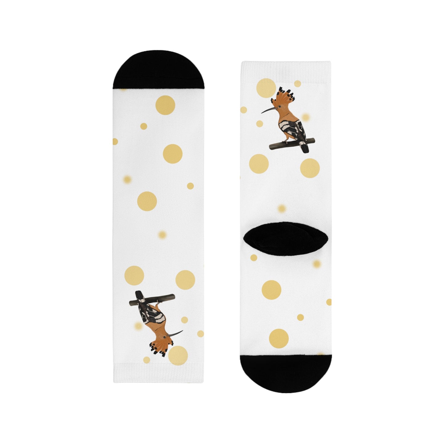 Wiedehopf Vogel Socken mit Goldenen Punkten für Vogelfreunde & Vogelbeobachter Weiß
