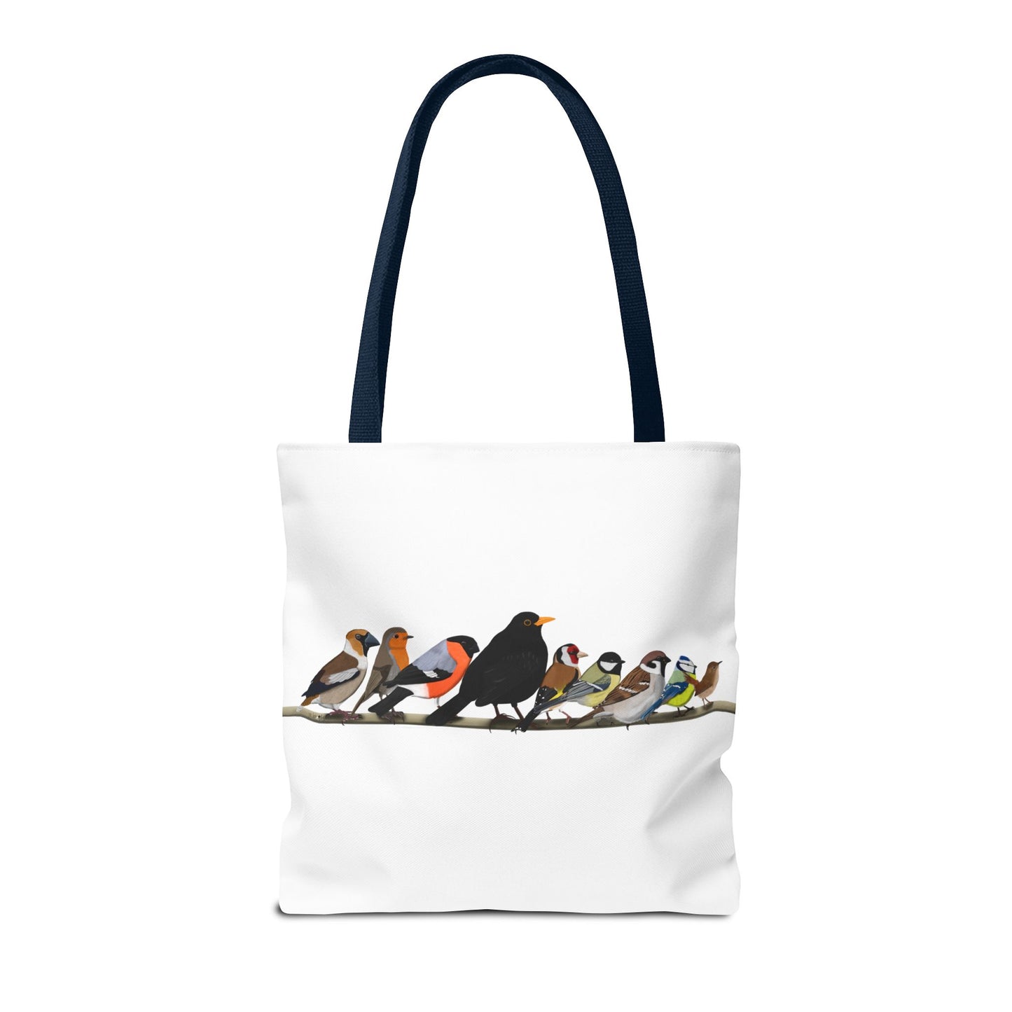 Gartenvögel auf einem Ast Tragetasche 40x40cm Amsel Rotkehlchen Zaunkönig Vogel Tasche