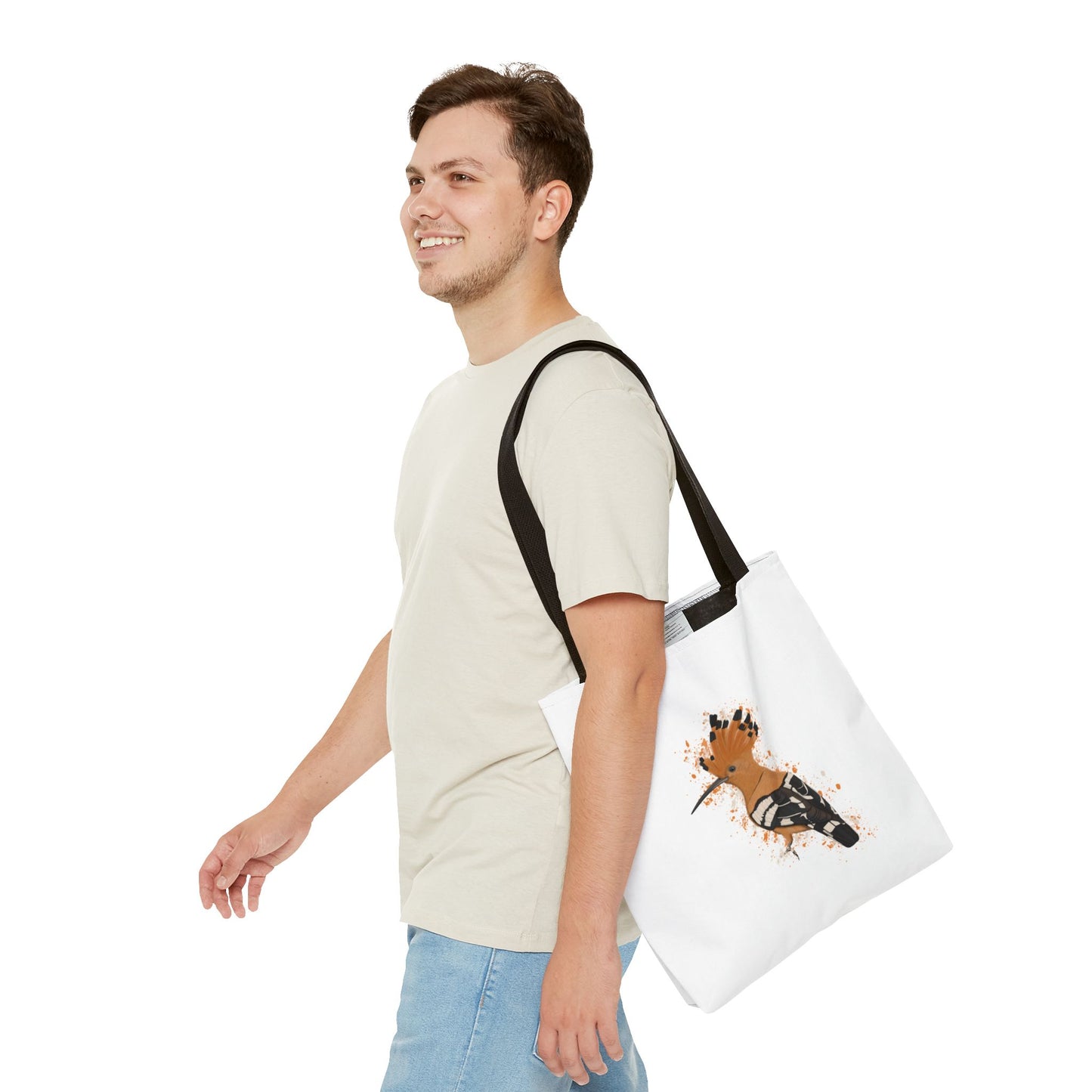 Wiedehopf Tragetasche 40x40cm Vogel Tasche Weiß für Vogelbeobachter
