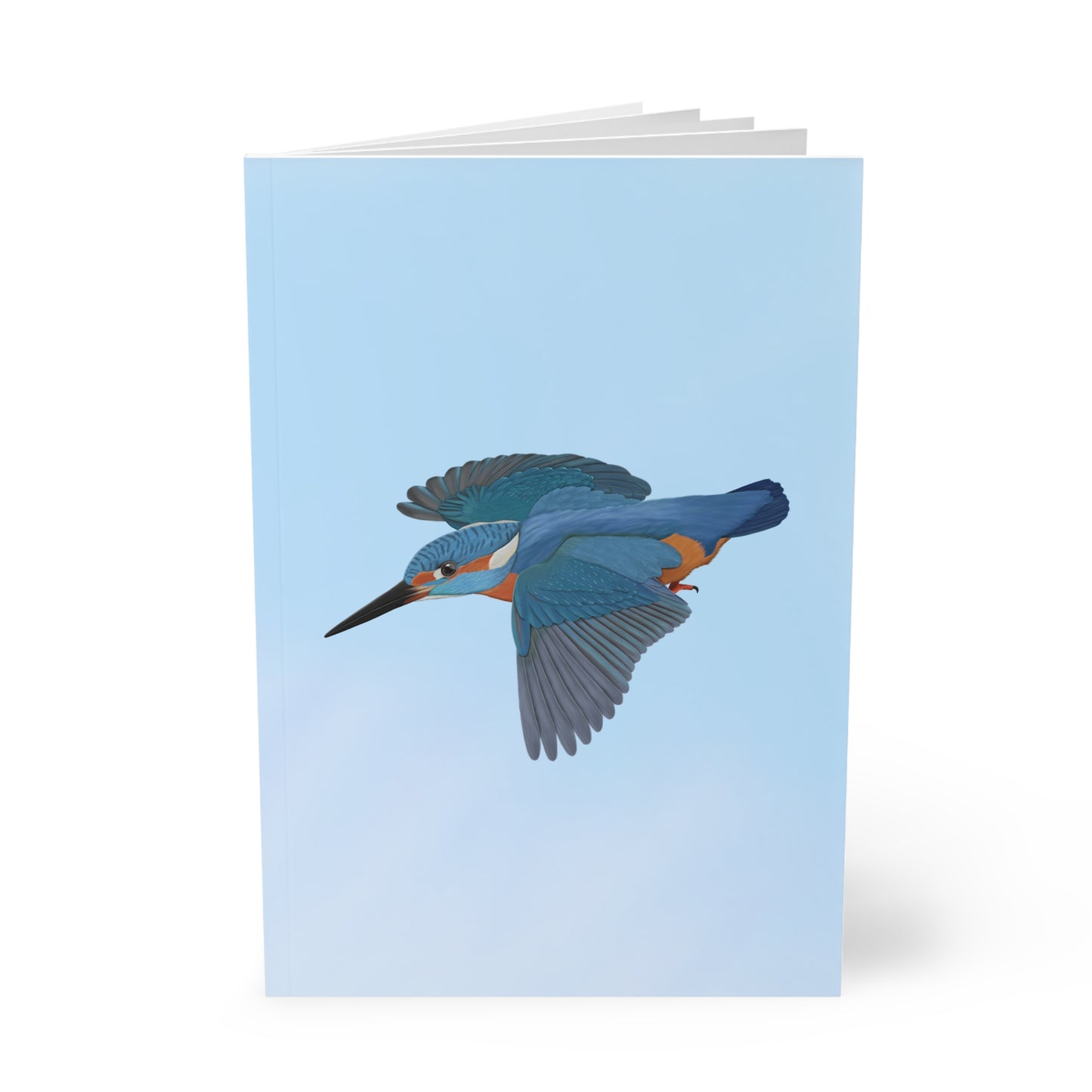 Eisvogel im Flug A5 Vogel Softcover Notizbuch 150 Seiten Liniert