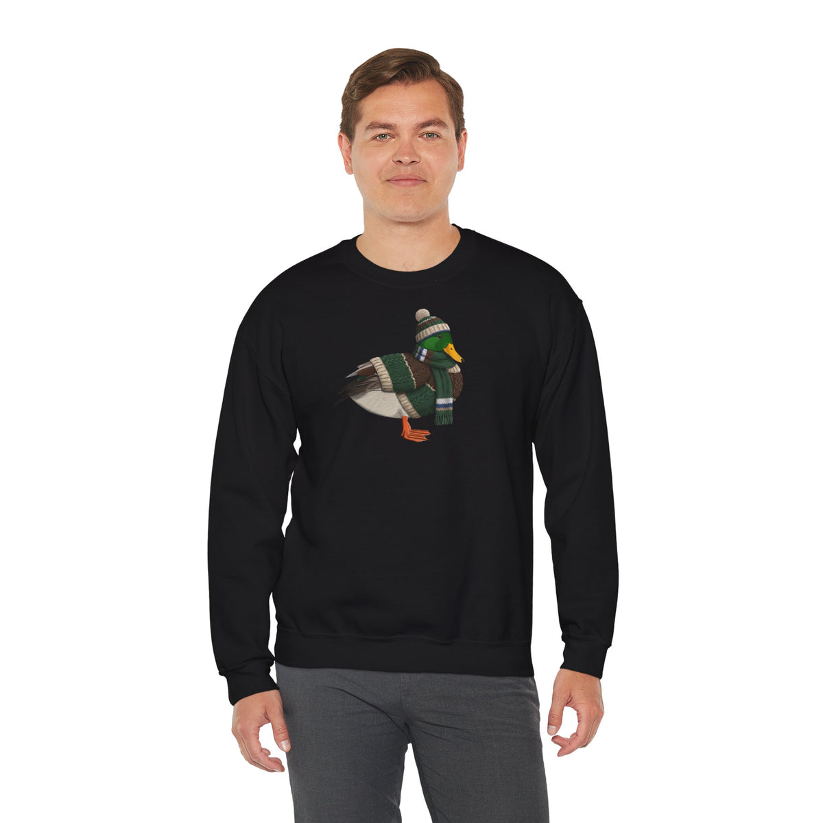 Ente in Strick Weihnachts-Sweatshirt | Unisex Vogel Sweater für Vogelfreunde & Vogelbeobachter
