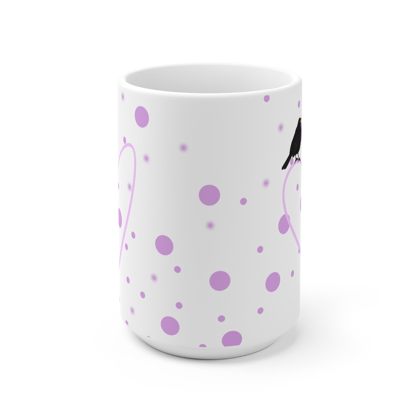 Amsel mit Herz Valentinstag Vogel Tasse Punkte Rosa