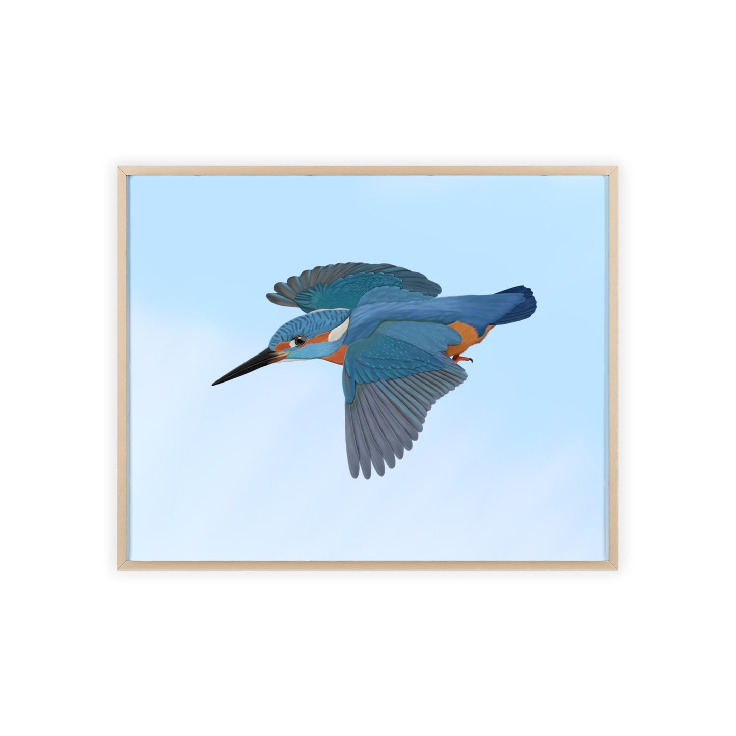 Vogel Poster im Holzrahmen - Eisvogel Poster Gartenvogel Singvogel