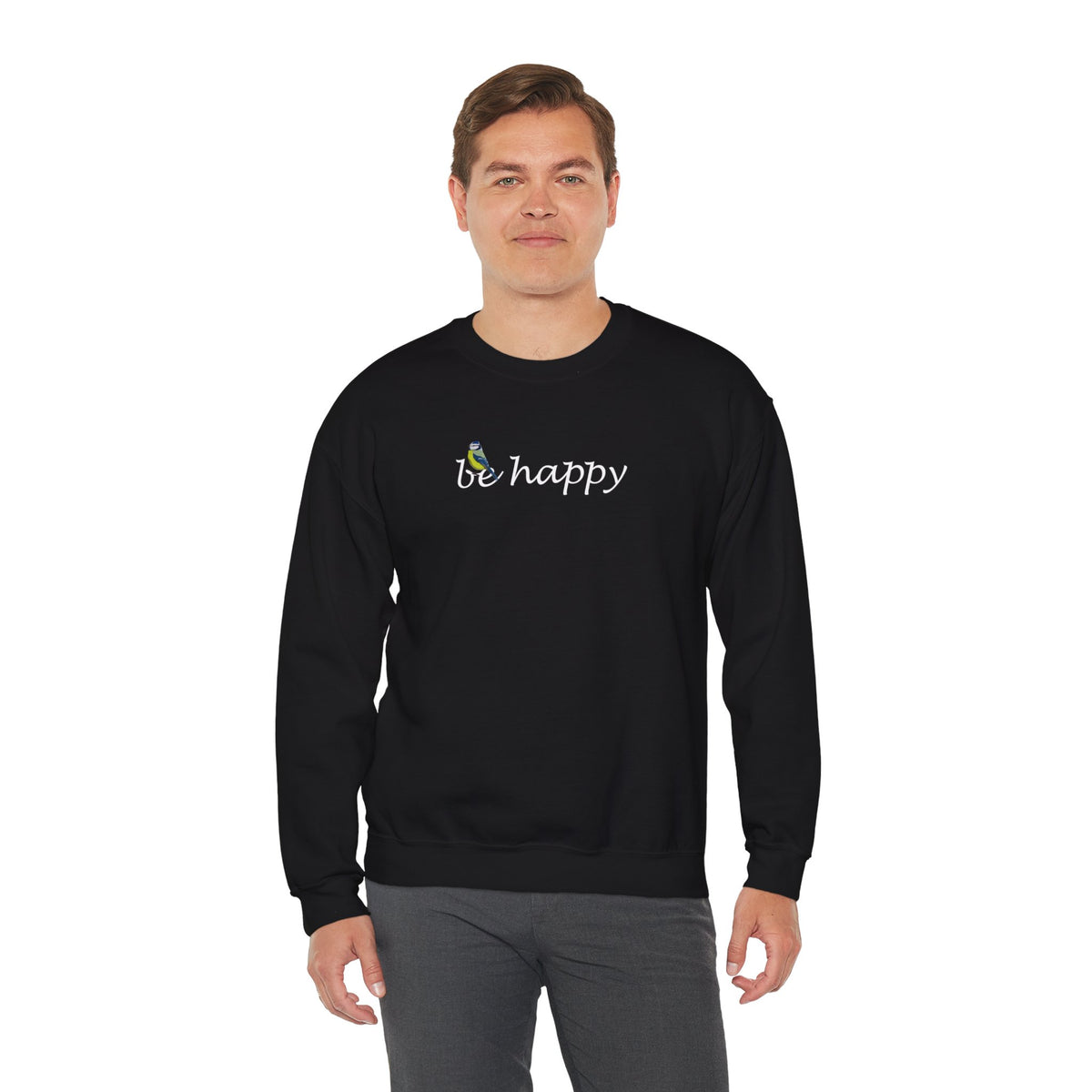 Blaumeise Be Happy Vogel Sweatshirt für Vogelbeobachter – Animal Graphic Tee, Vogelmotiv