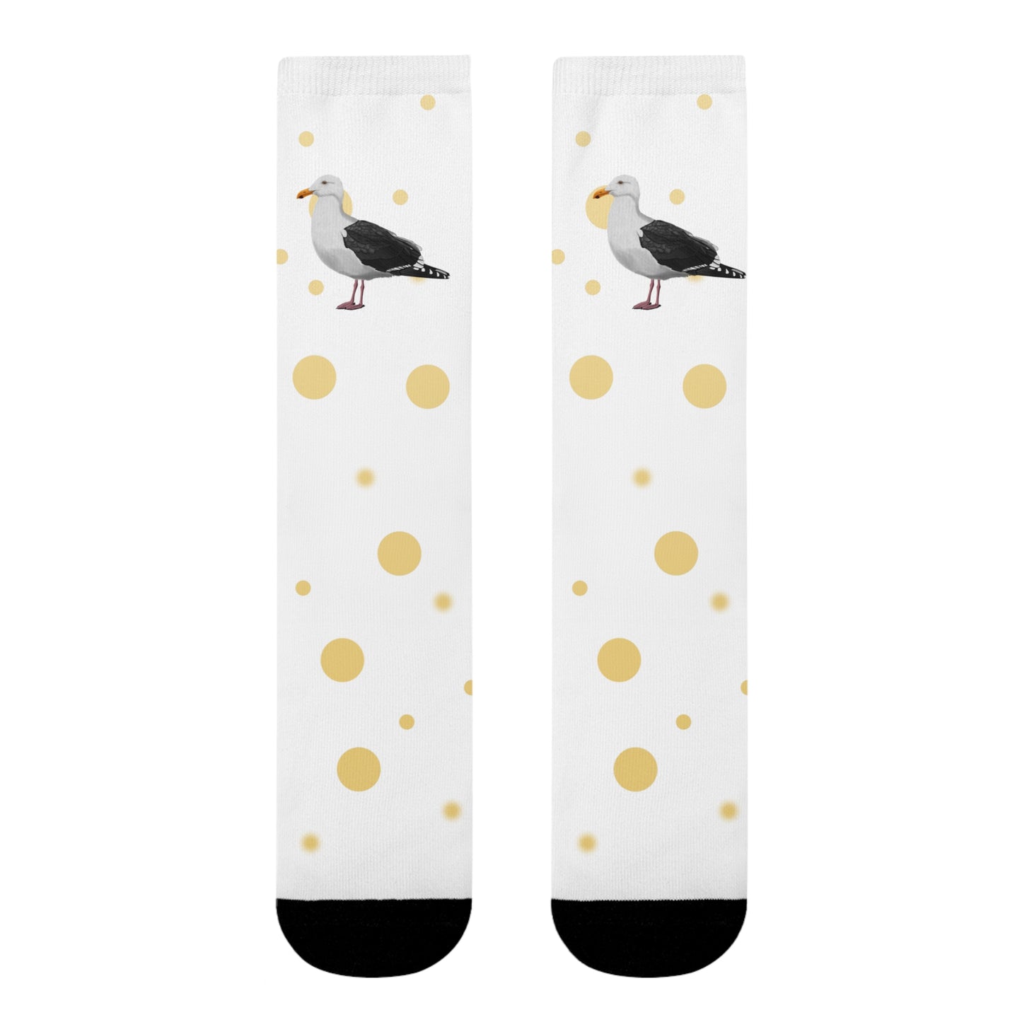 Möwe Vogel Socken mit Goldenen Punkten für Vogelfreunde & Vogelbeobachter Weiß