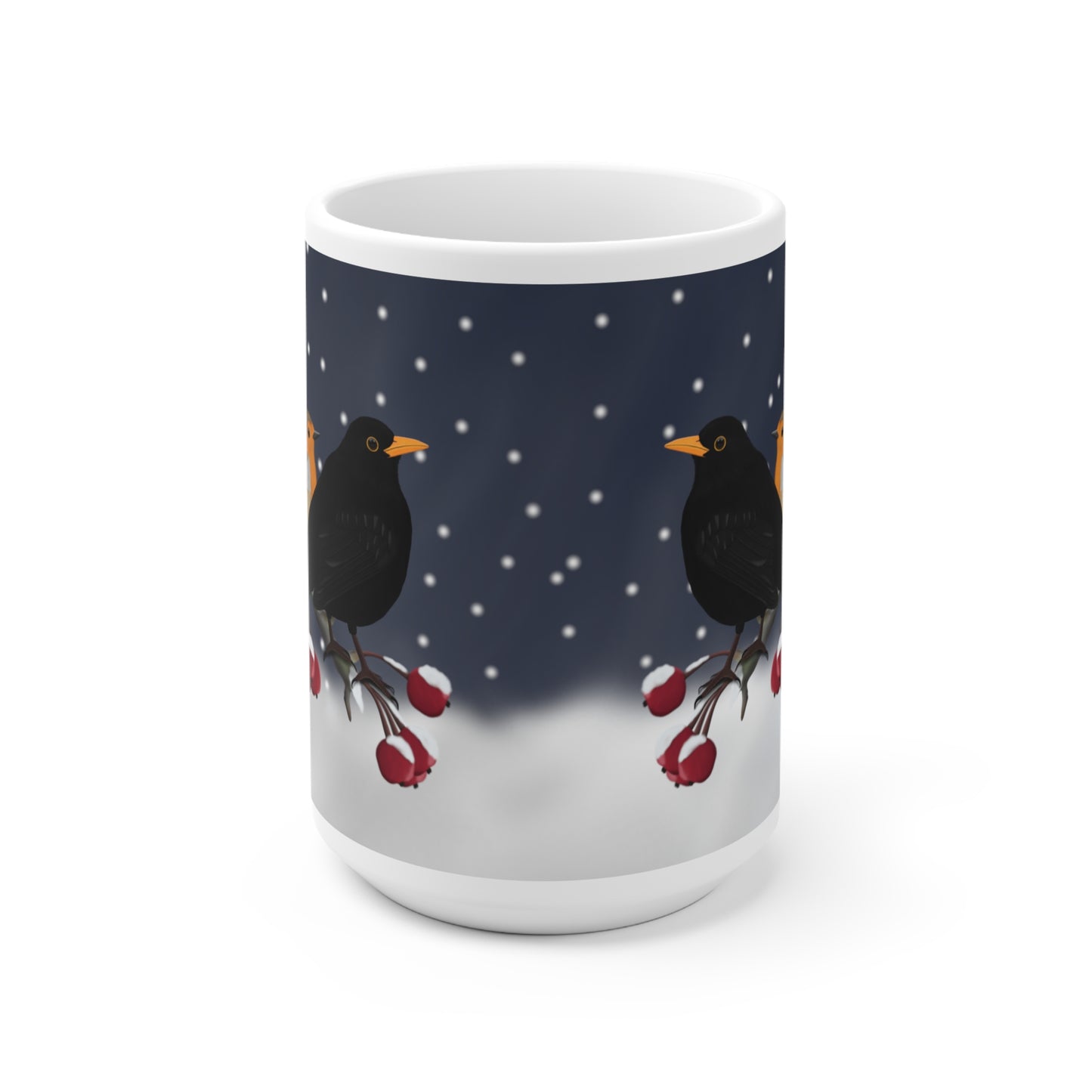 Rotkehlchen, Blaumeise und Amsel Tasse – 11 oz, 11oz