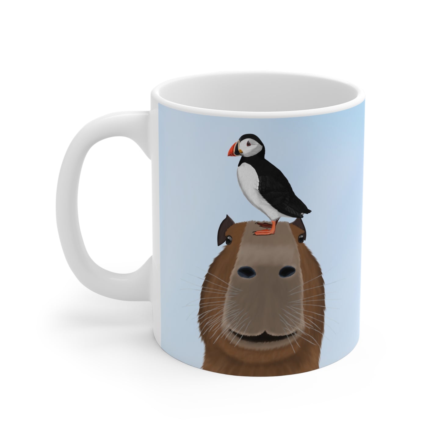 Papageitaucher Tasse – Capybara mit Lustige Vogel