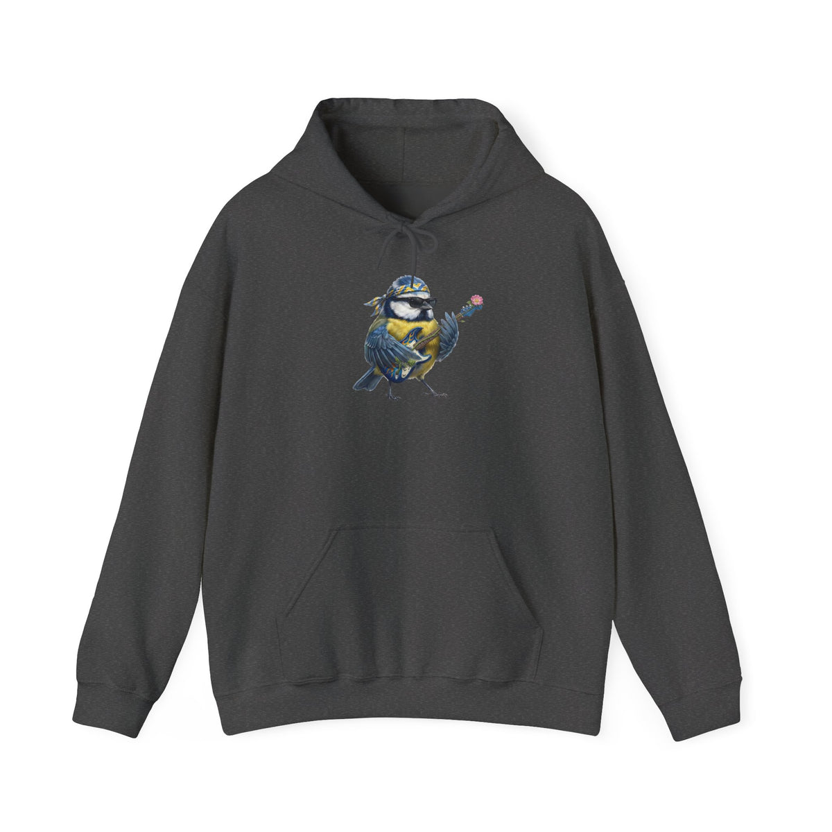 Blaumeise mit Bass-Gitarre Hoodie – Lustiger Kapuzenpullover für Bassisten & Vogelfreunde
