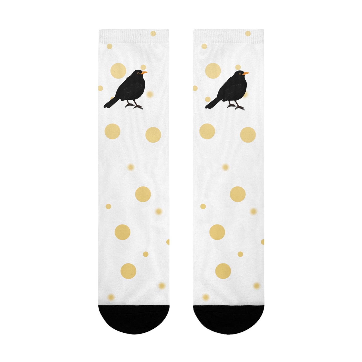 Amsel Vogel Socken mit Goldenen Punkten für Vogelfreunde & Vogelbeobachter Weiß