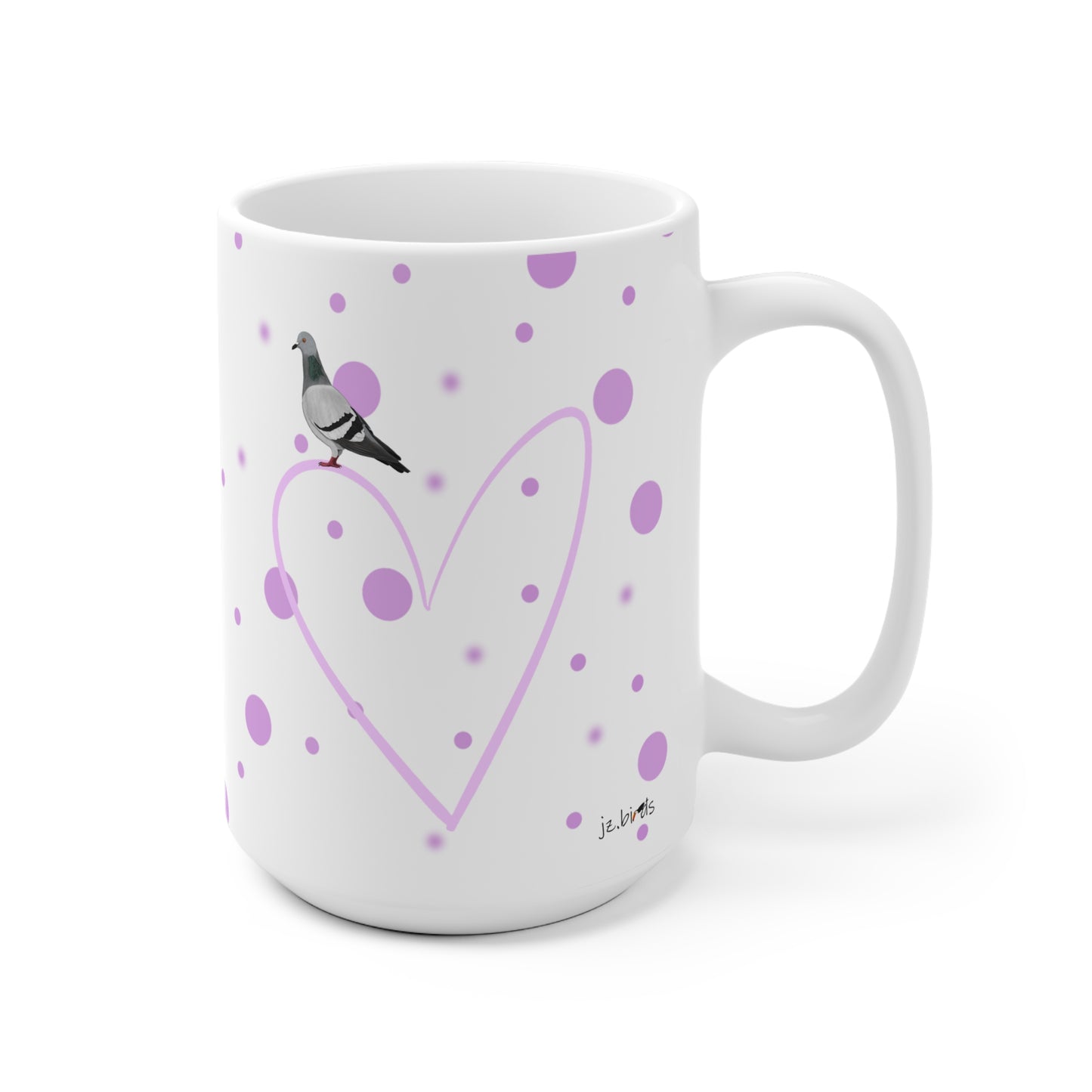 Taube mit Herz Valentinstag Vogel Tasse Punkte Rosa