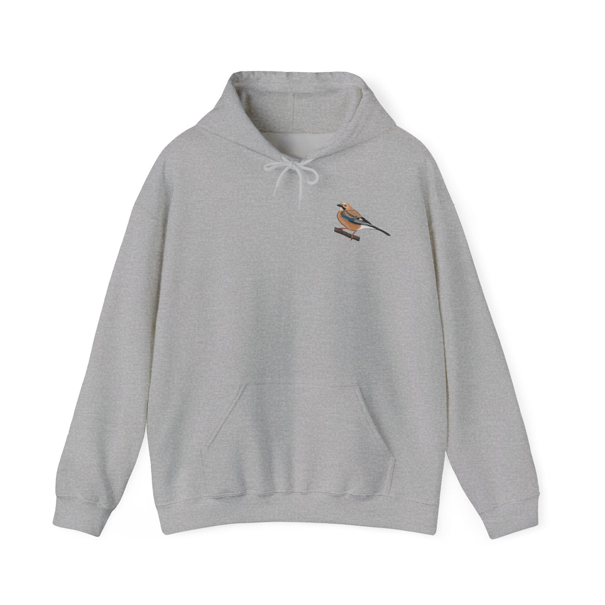 Eichelhäher Hoodie – Minimalistischer Kapuzenpullover mit kleinem Brustmotiv für Waldfreunde