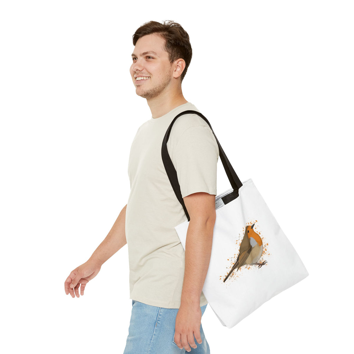 Rotkehlchen Tragetasche mit Accessories Hintergrund