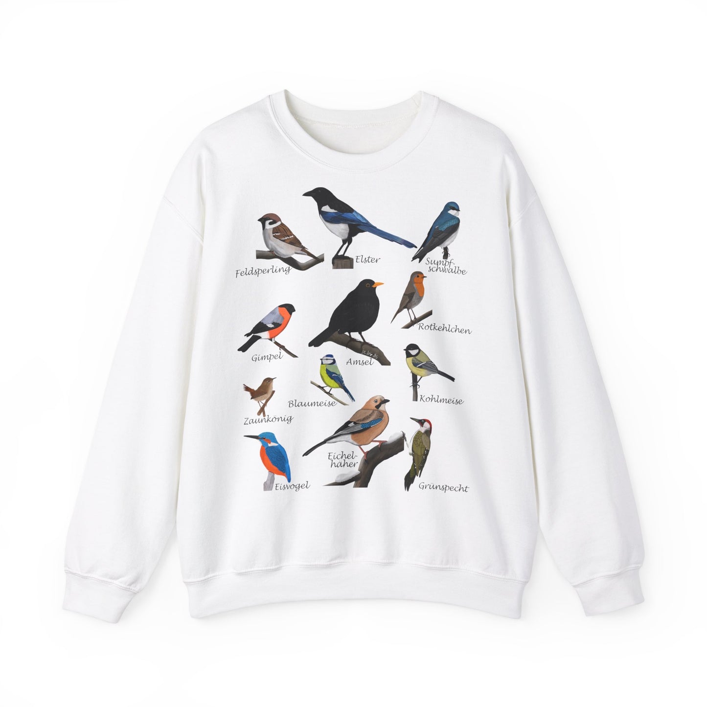 Rotkehlchen, Eisvogel und Amsel Sweatshirt Vogelmotiv – Animal Graphic Tee, Casual Everyday Wear