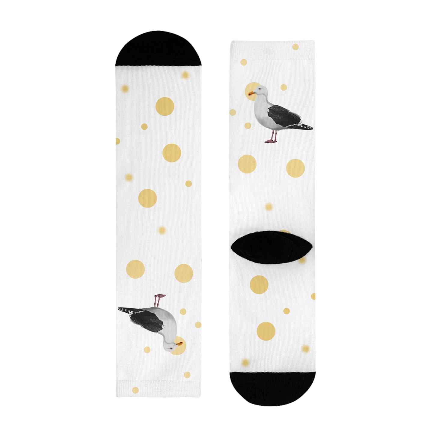 Möwe Vogel Socken mit Goldenen Punkten für Vogelfreunde & Vogelbeobachter Weiß