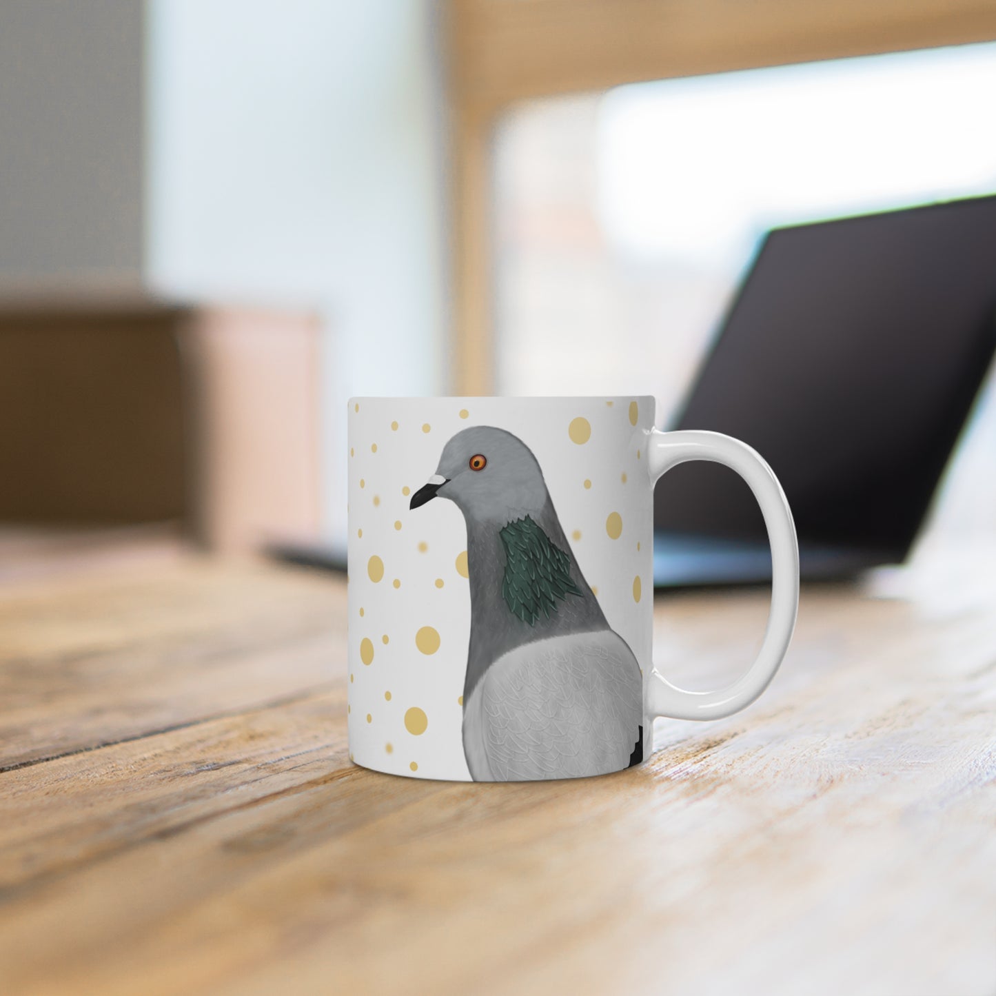 Taube mit Goldenen Punkten Vogel Tasse – 11 oz,