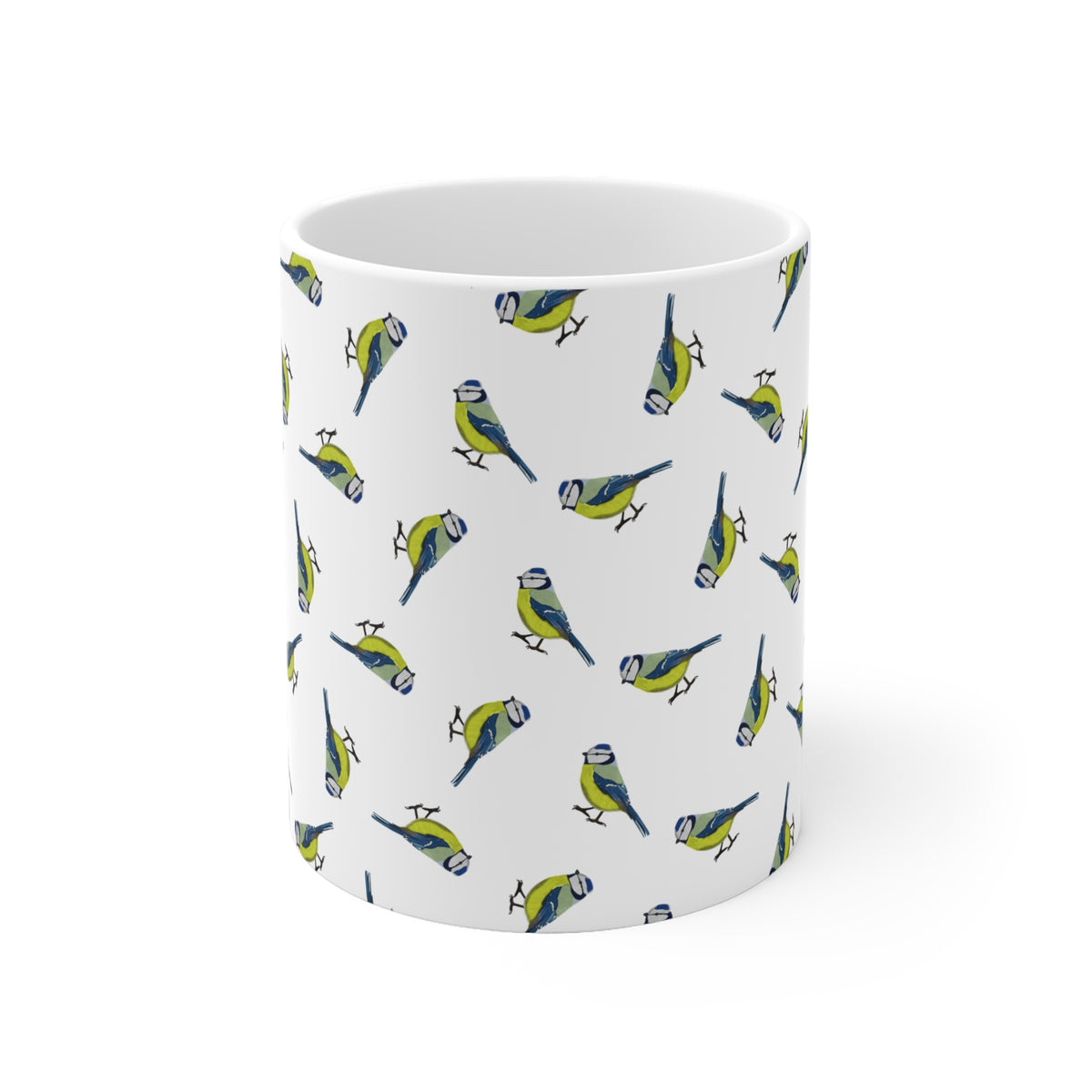 Blaumeise Tasse – mit Streumuster | Vogelmotiv Kaffeebecher für Vogelbeobachter & Naturfreunde