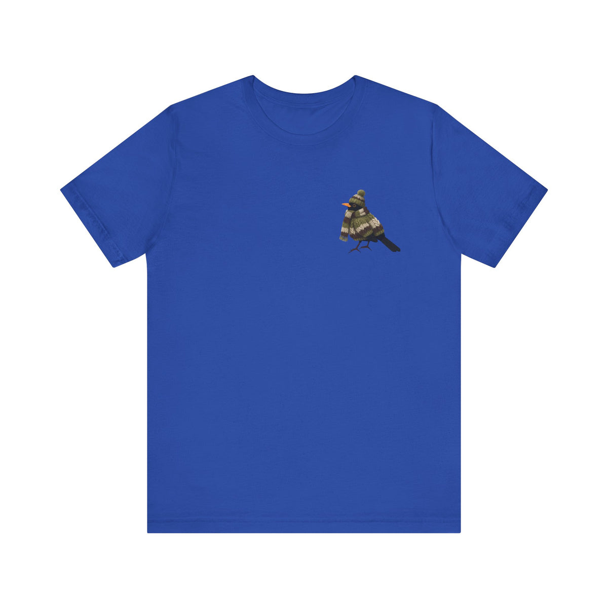Amsel in Strick T-Shirt – Weiches Premium Shirt mit Winterlichem Vogelmotiv für Vogelbeobachter – bird graphic tee, Vogel