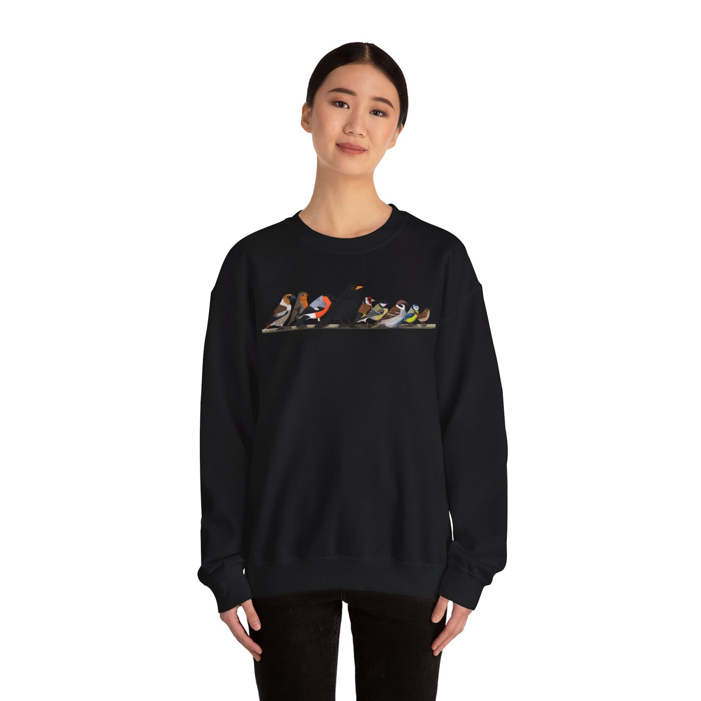 Amsel Rotkehlchen Stieglitz Zaunkönig auf einem Ast Vogel Sweatshirt für Naturfreunde und Vogelbeobachter – Animal Graphic Tee, Vogelmotiv