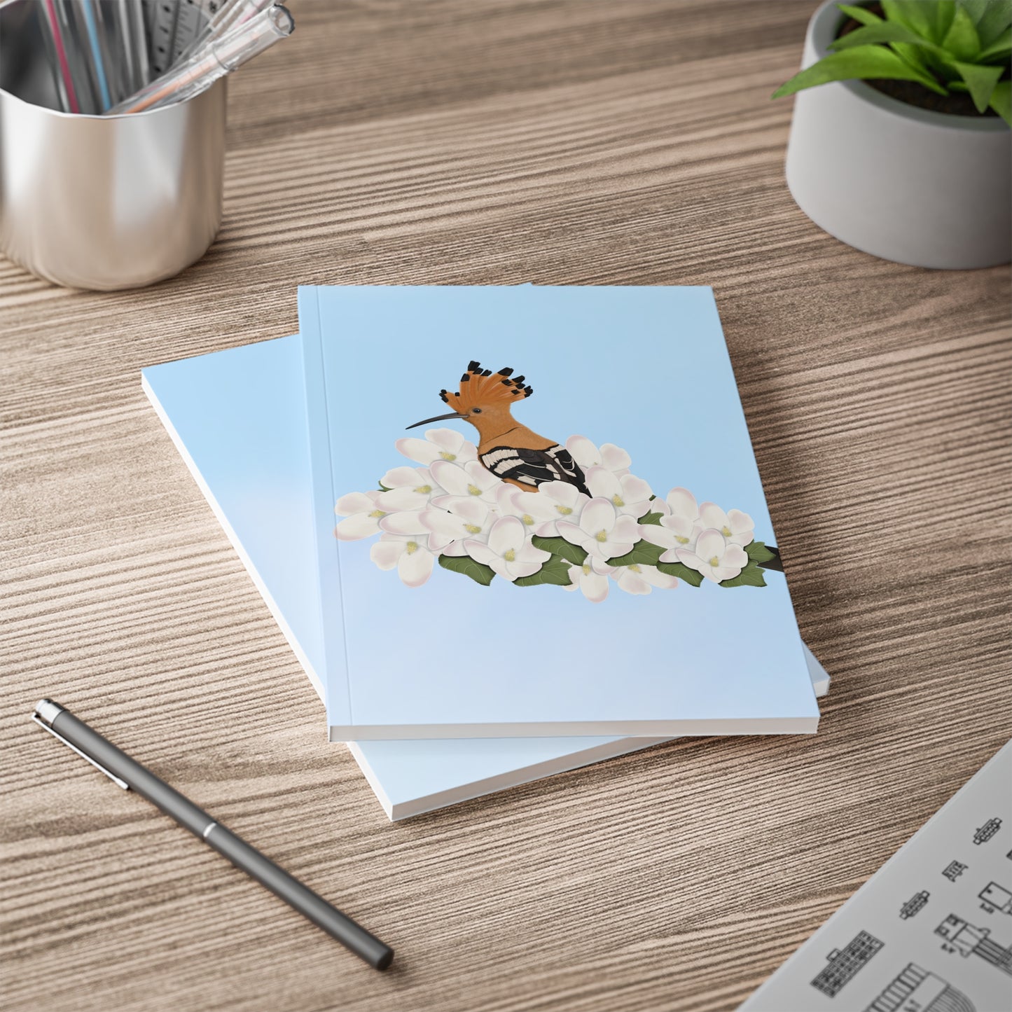 Wiedehopf im Frühling Notizbücher mit a5 notebook Hintergrund