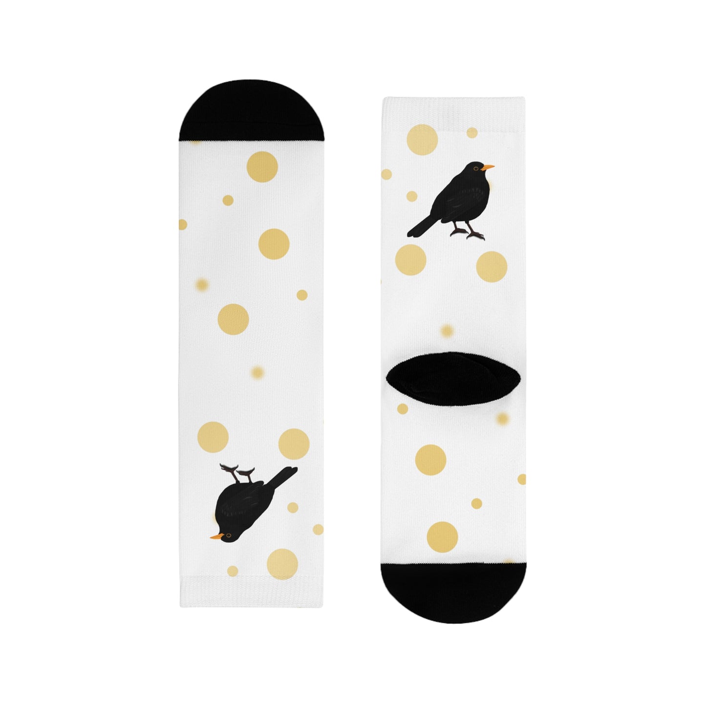 Amsel Vogel Socken mit Goldenen Punkten für Vogelfreunde & Vogelbeobachter Weiß